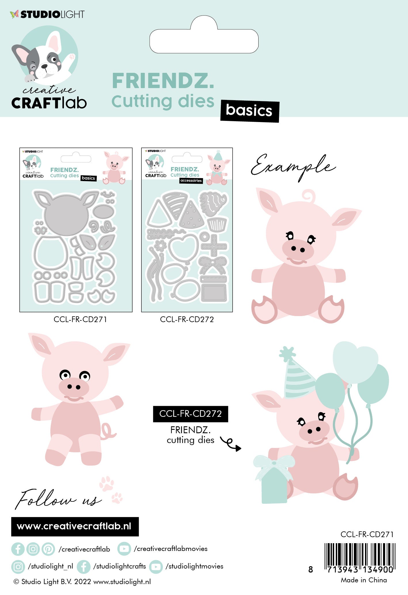 CCL Cutting Die Festive Piggy Friendz 120x85x1mm 29 PC nr.271