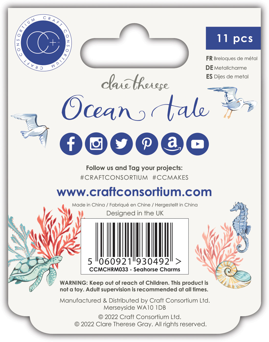 Craft Consortium Ocean Tale - Metal Charms - Seahorse