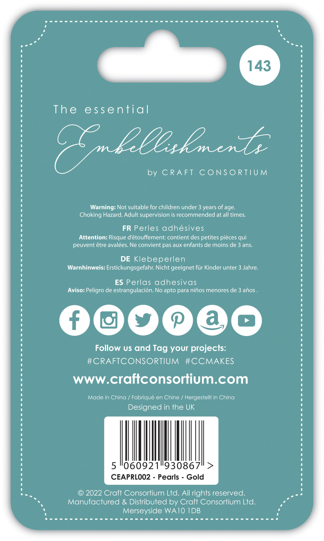 Craft Consortium Adhesive Pearls - Gold