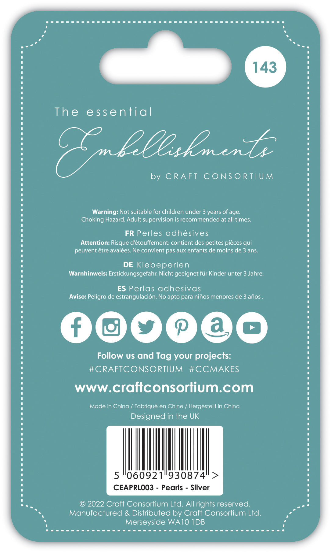 Craft Consortium Adhesive Pearls - Silver