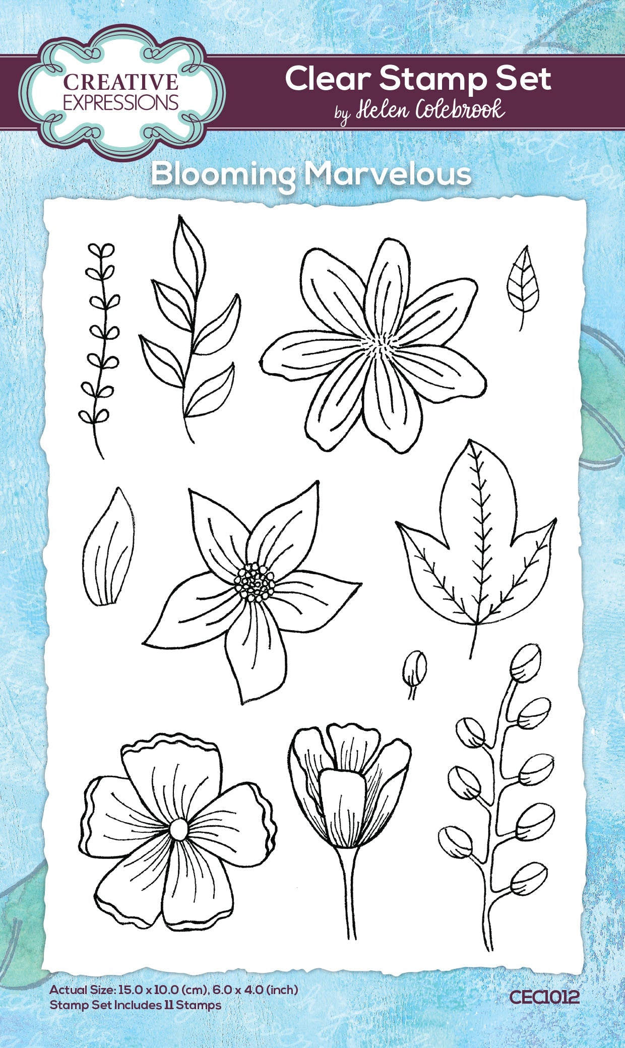 Creative Expressions Helen Colebrook Blooming Marvelous 6 in x 4 in Clear Stamp Set