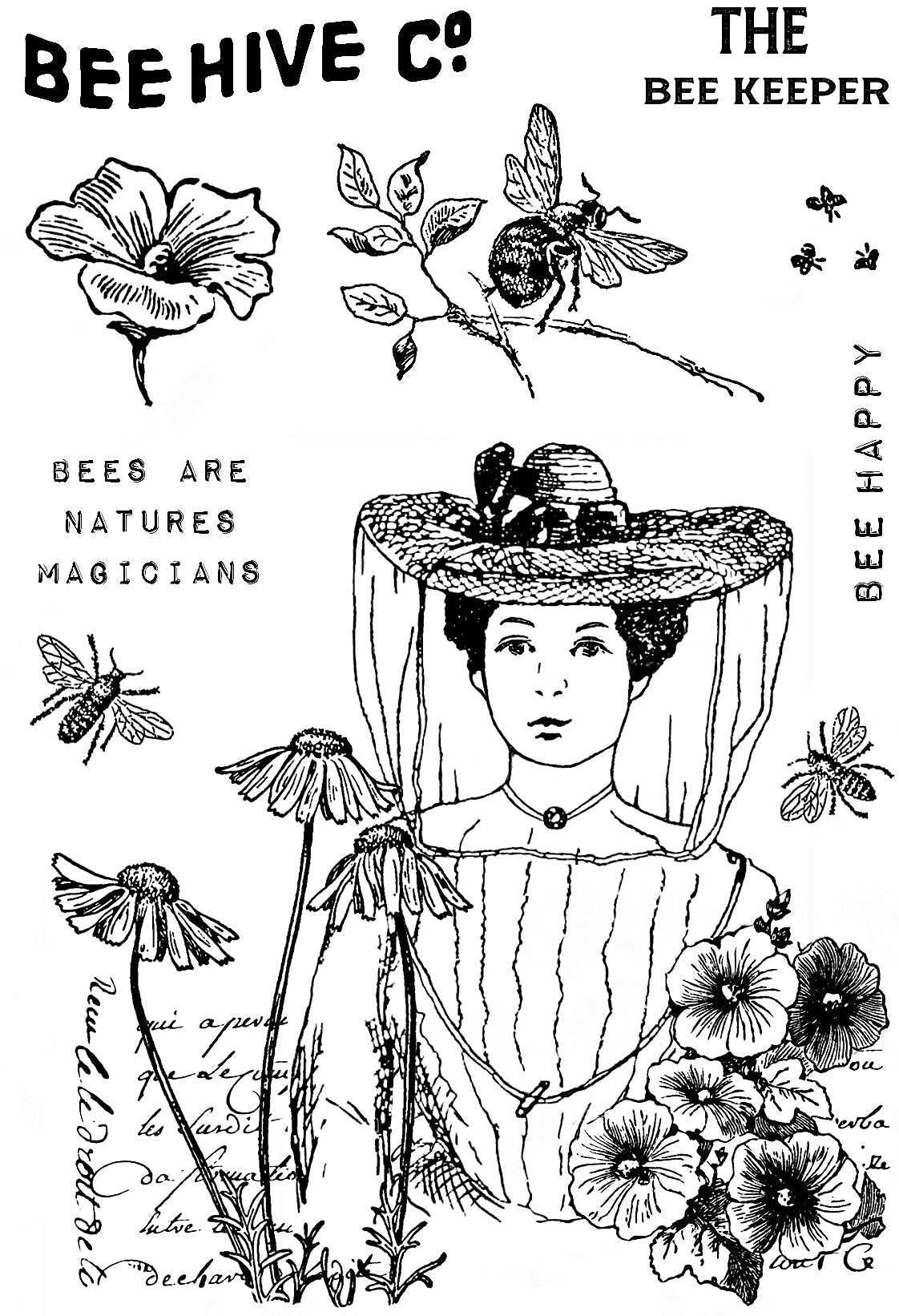 Creative Expressions Sam Poole Bee Keeper 6 in x 4 in Clear Stamp Set