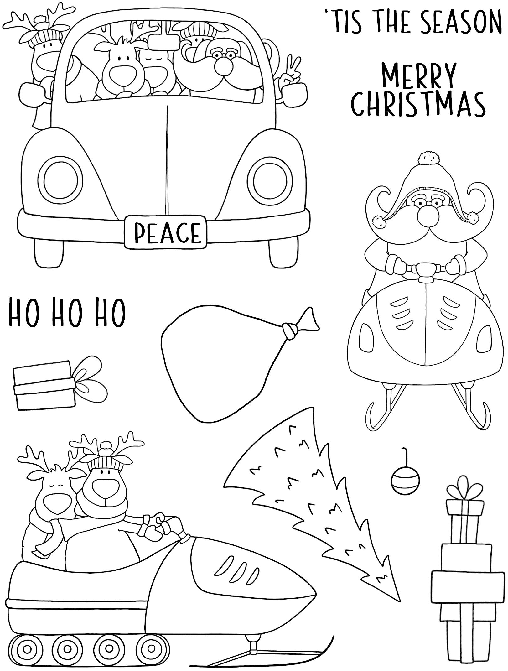 Creative Expressions Jane's Doodles Santa's Coming To Town 6 in x 8 in Clear Stamp Set