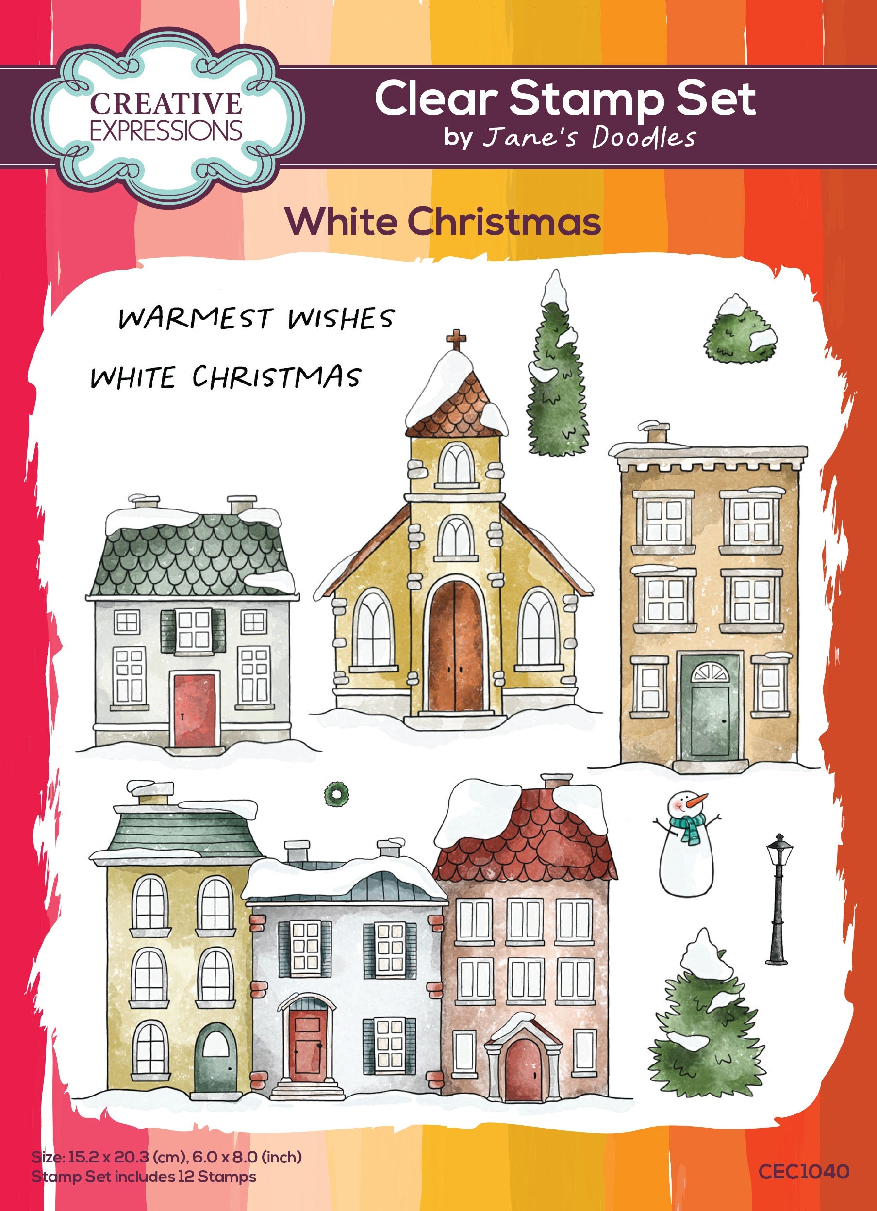 Creative Expressions Jane's Doodles White Christmas 6 in x 8 in Clear Stamp Set