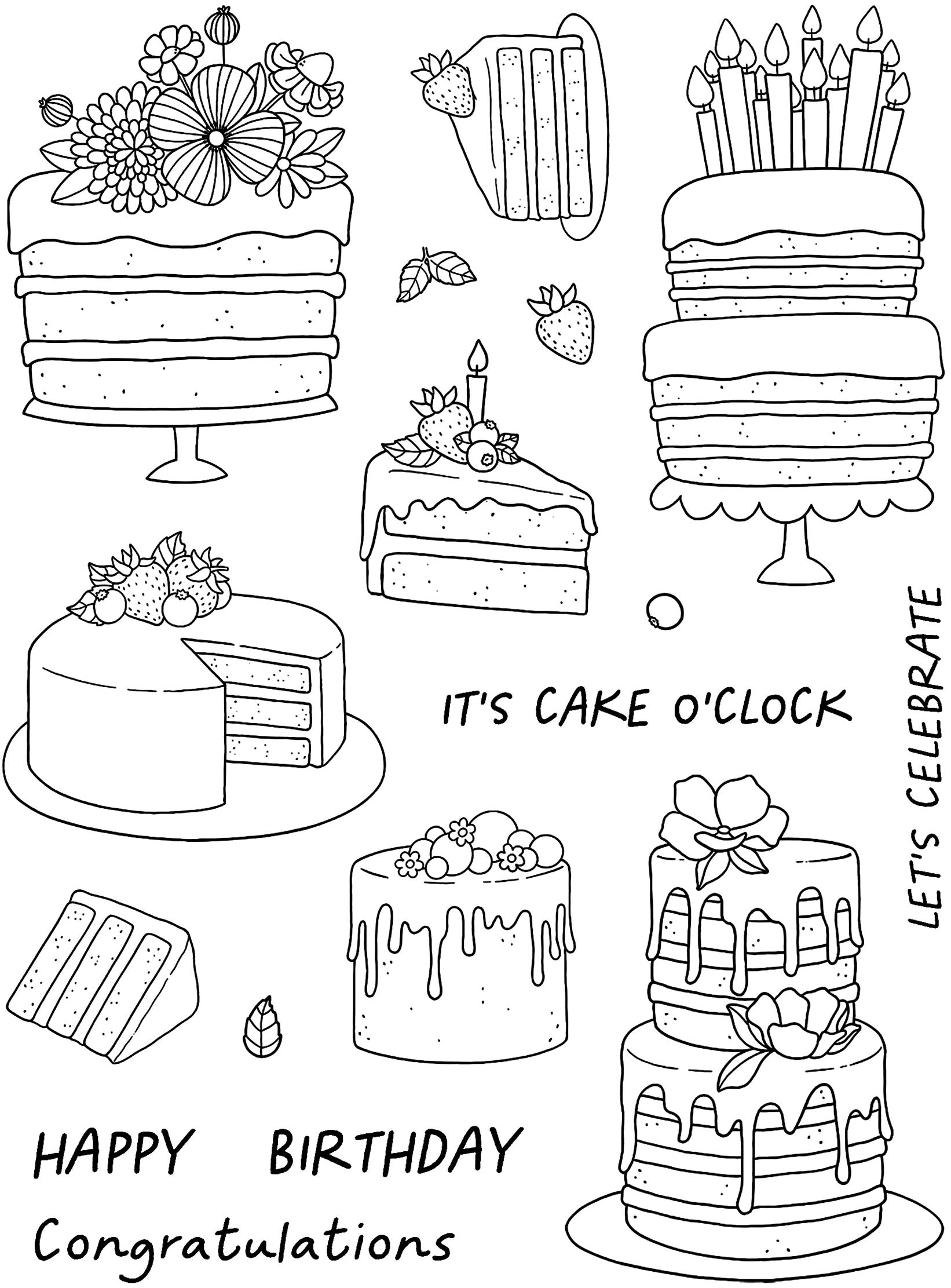 Creative Expressions Jane's Doodles It's Cake O'Clock 6 in x 8 in Clear Stamp Set