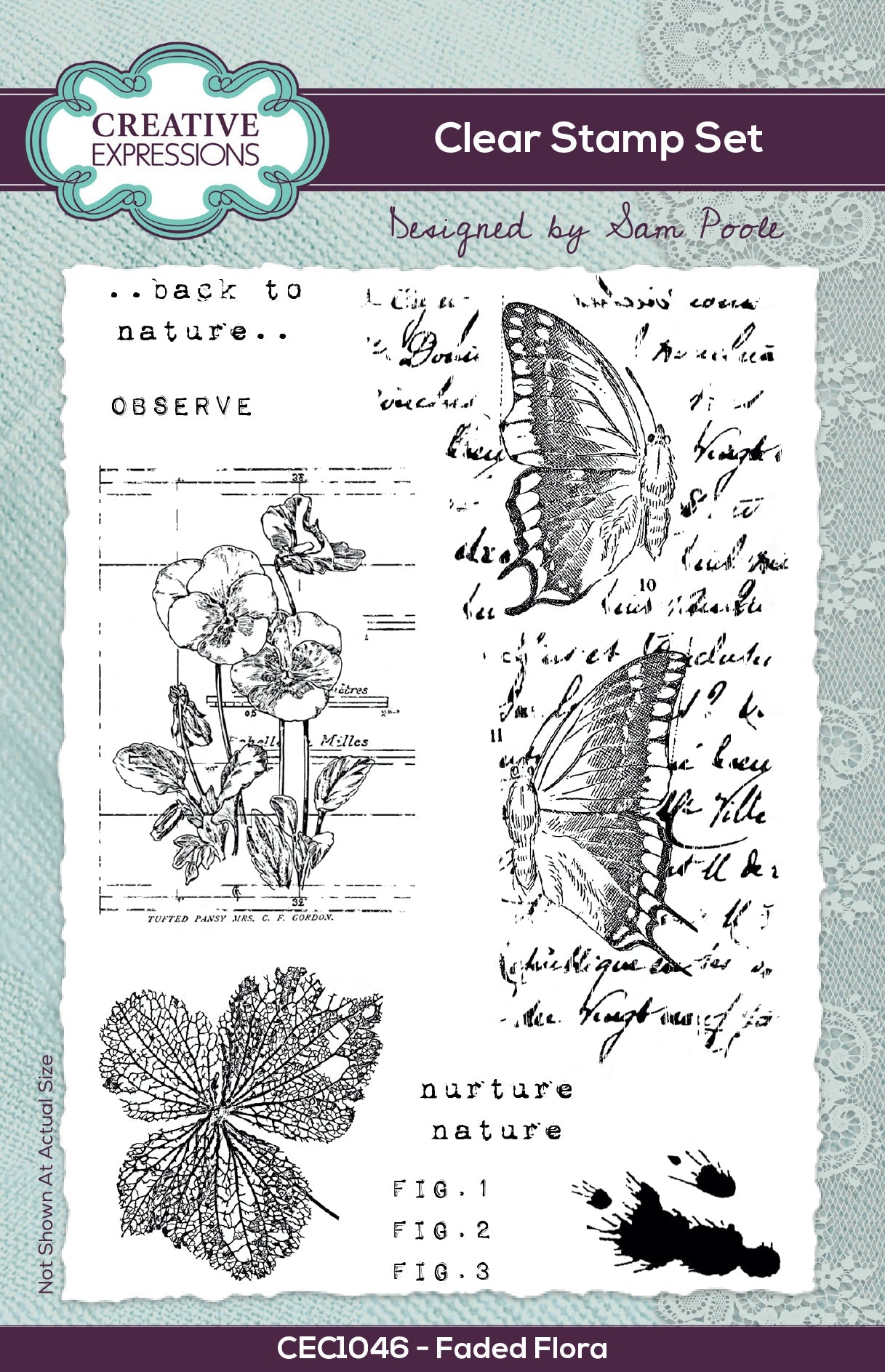 Creative Expressions Sam Poole Faded Flora 4 in x 6 in Clear Stamp Set