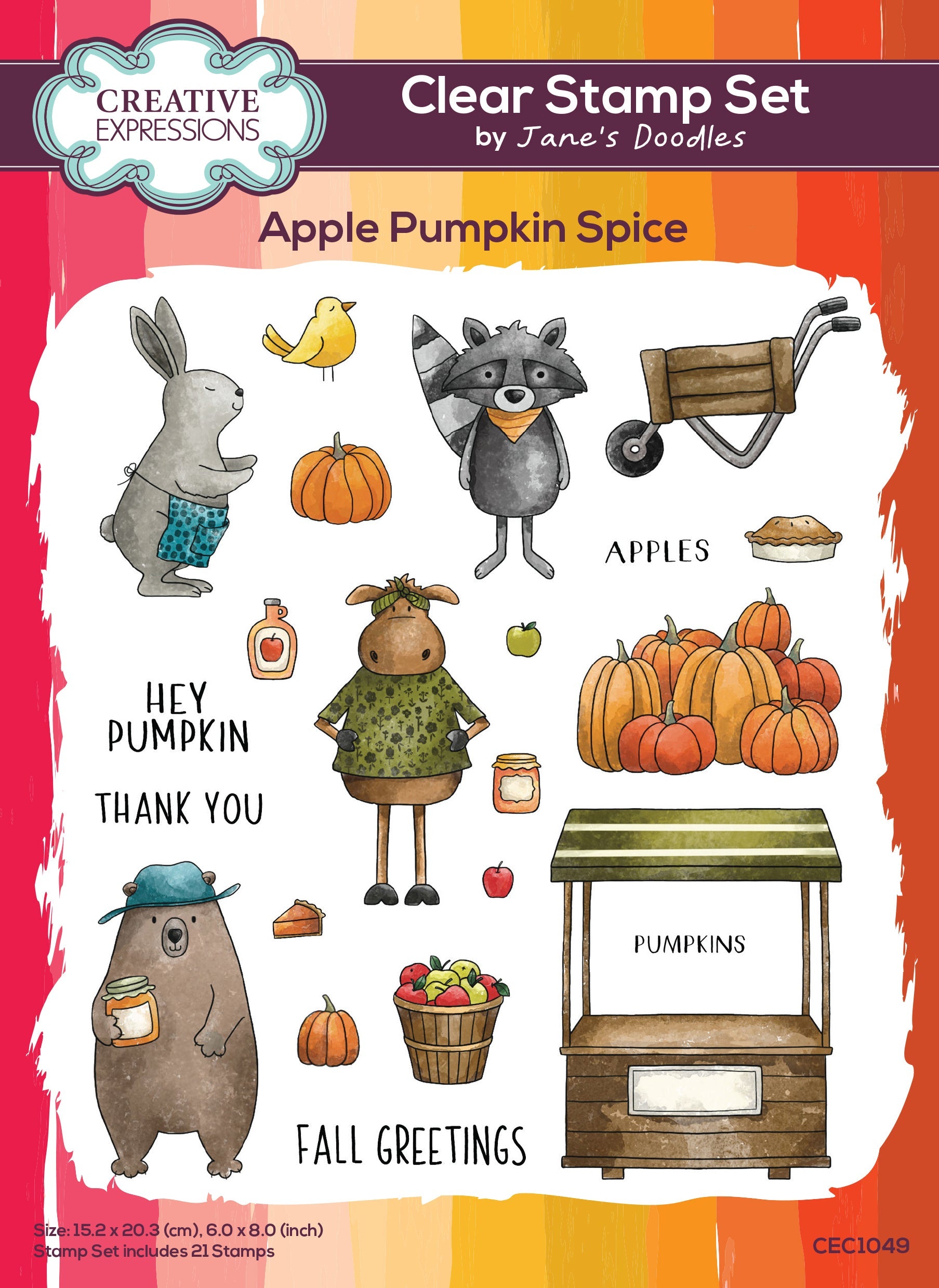 Creative Expressions Jane's Doodles Apple Pumpkin Spice 6 in x 8 in Clear Stamp Set