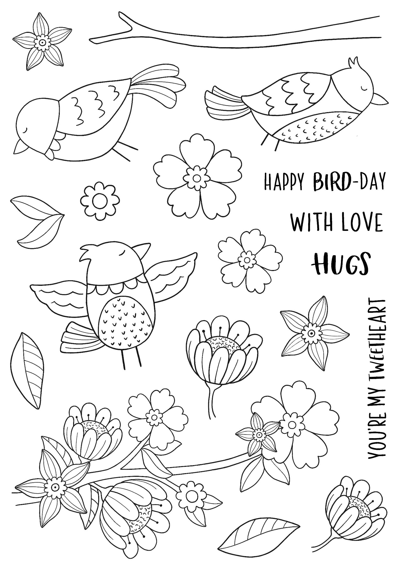 Creative Expressions Jane's Doodles Birdsong Blooms 6 in x 8 in Clear Stamp Set