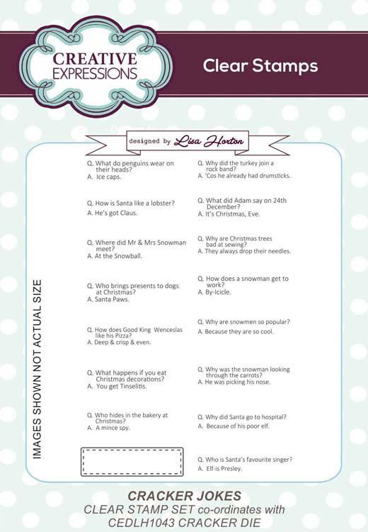 Creative Expressions Cracker Jokes A6 Clear Stamp Set