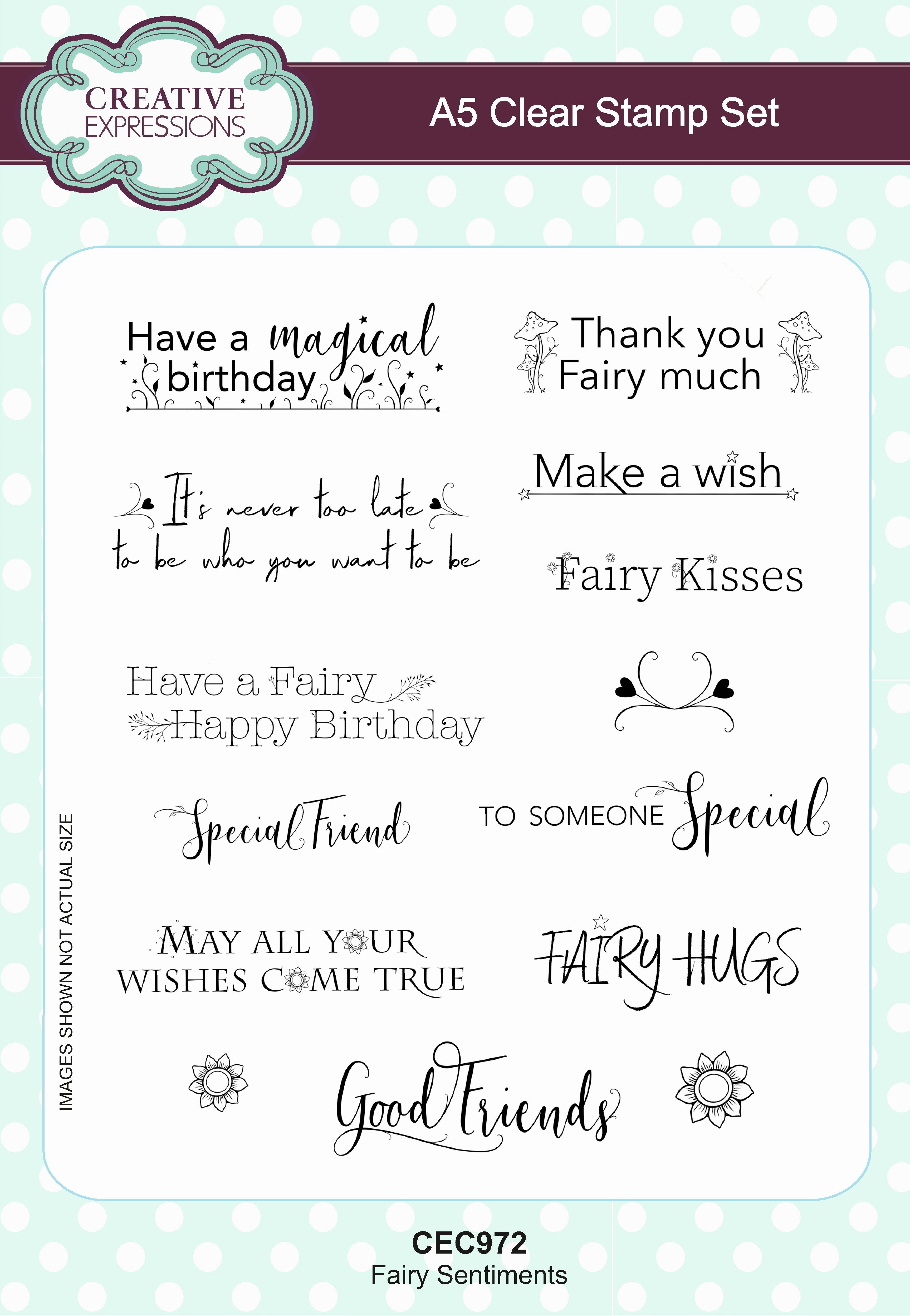 Creative Expressions Fairy Sentiments A5 Clear Stamp Set