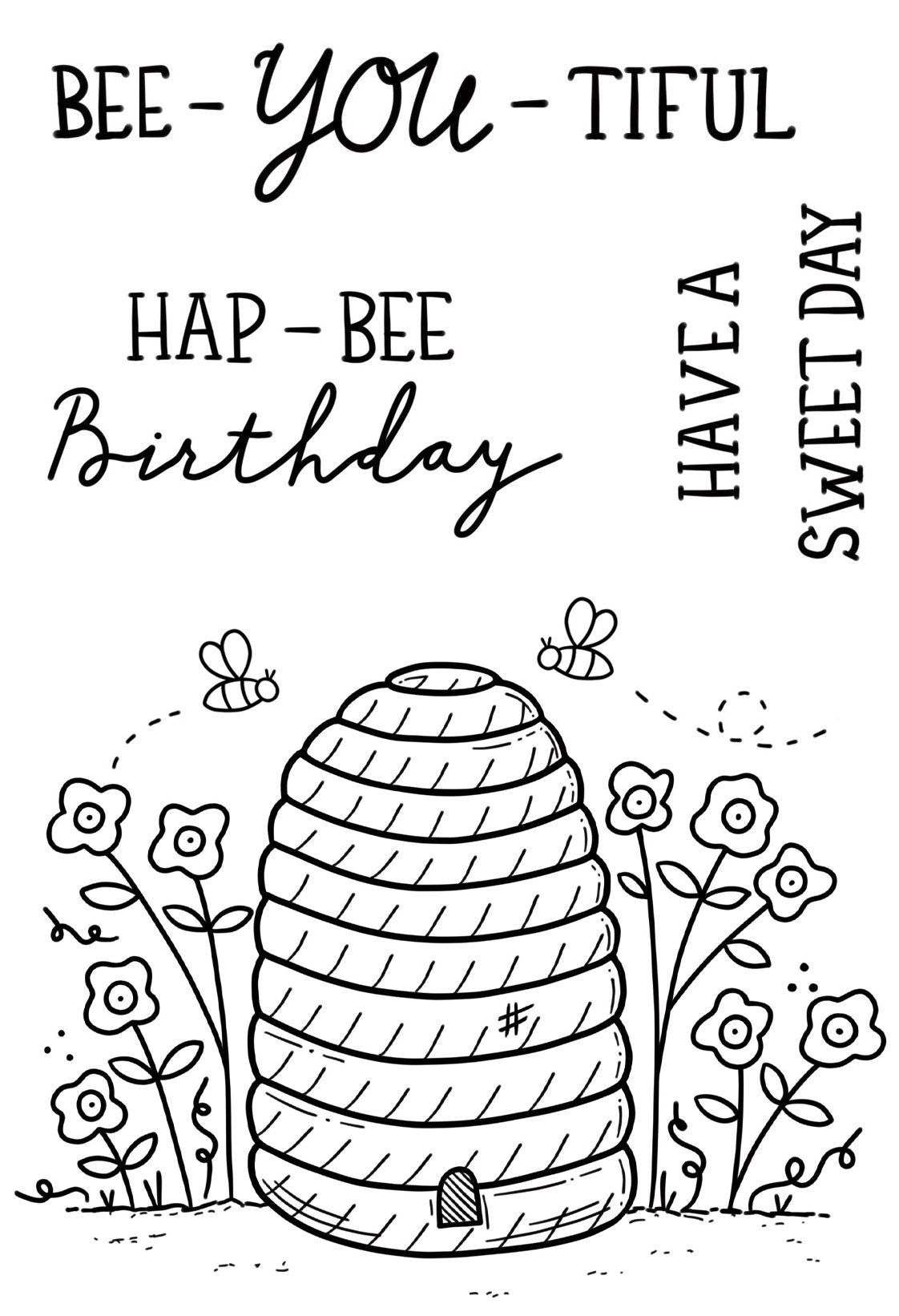 Creative Expressions Sam Poole Bee-you-tiful Beehive 6 in x 4 in Clear Stamp Set