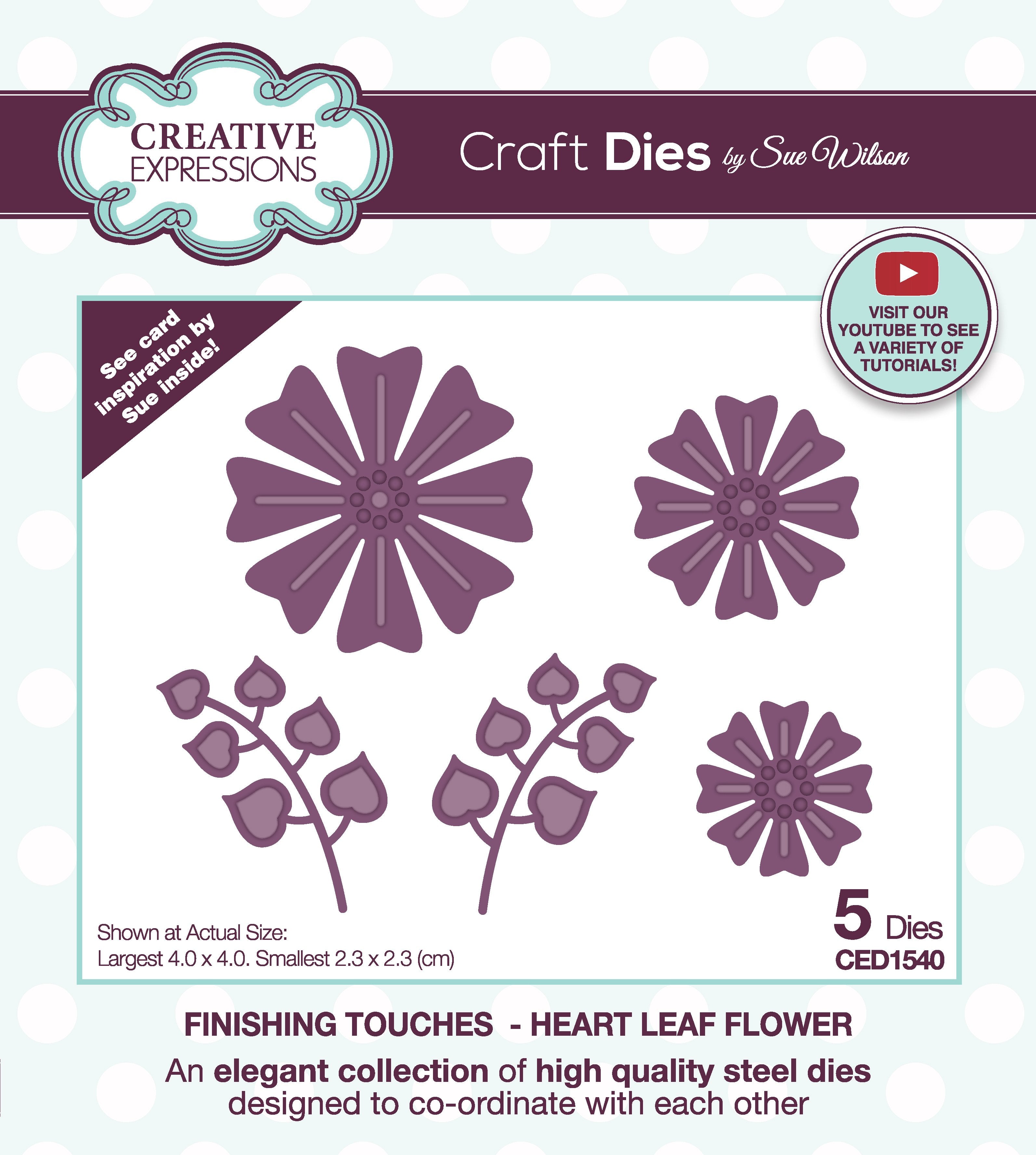 Creative Expressions Sue Wilson Finishing Touches Heart Leaf Flower Craft Die