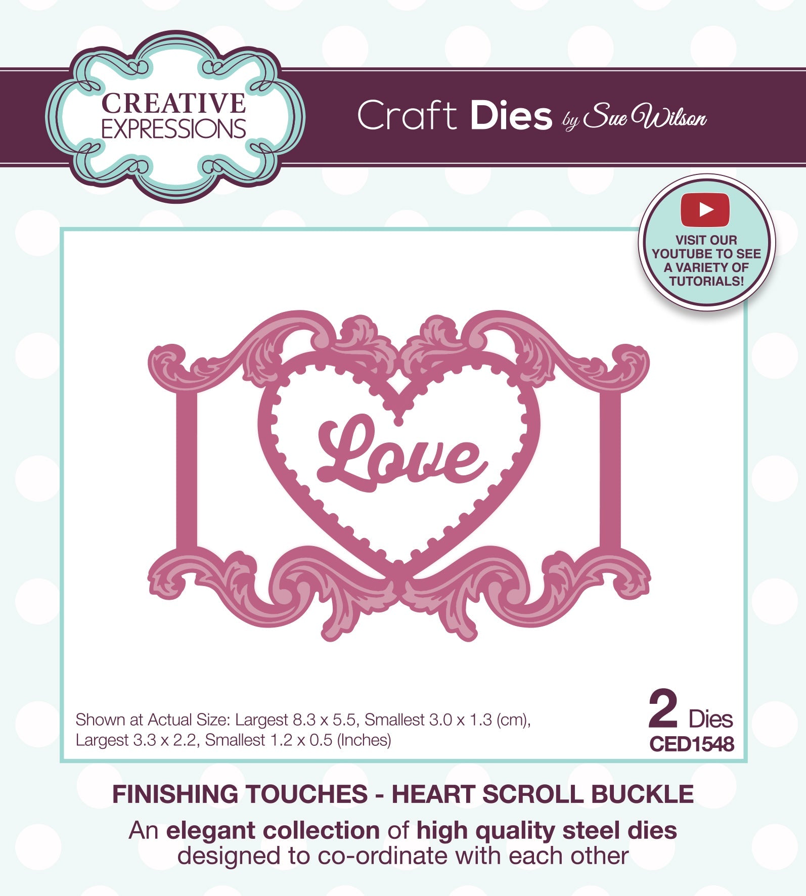 Creative Expressions Sue Wilson Finishing Touches Heart Scroll Buckle Craft Die