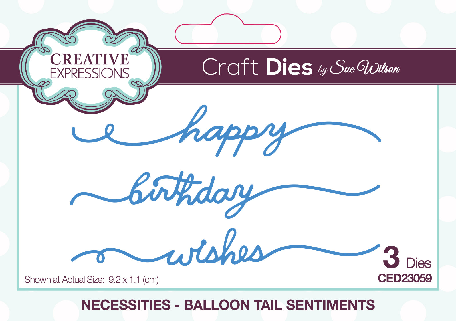 Creative Expressions Sue Wilson Necessities Balloon Tail Sentiments Craft Die