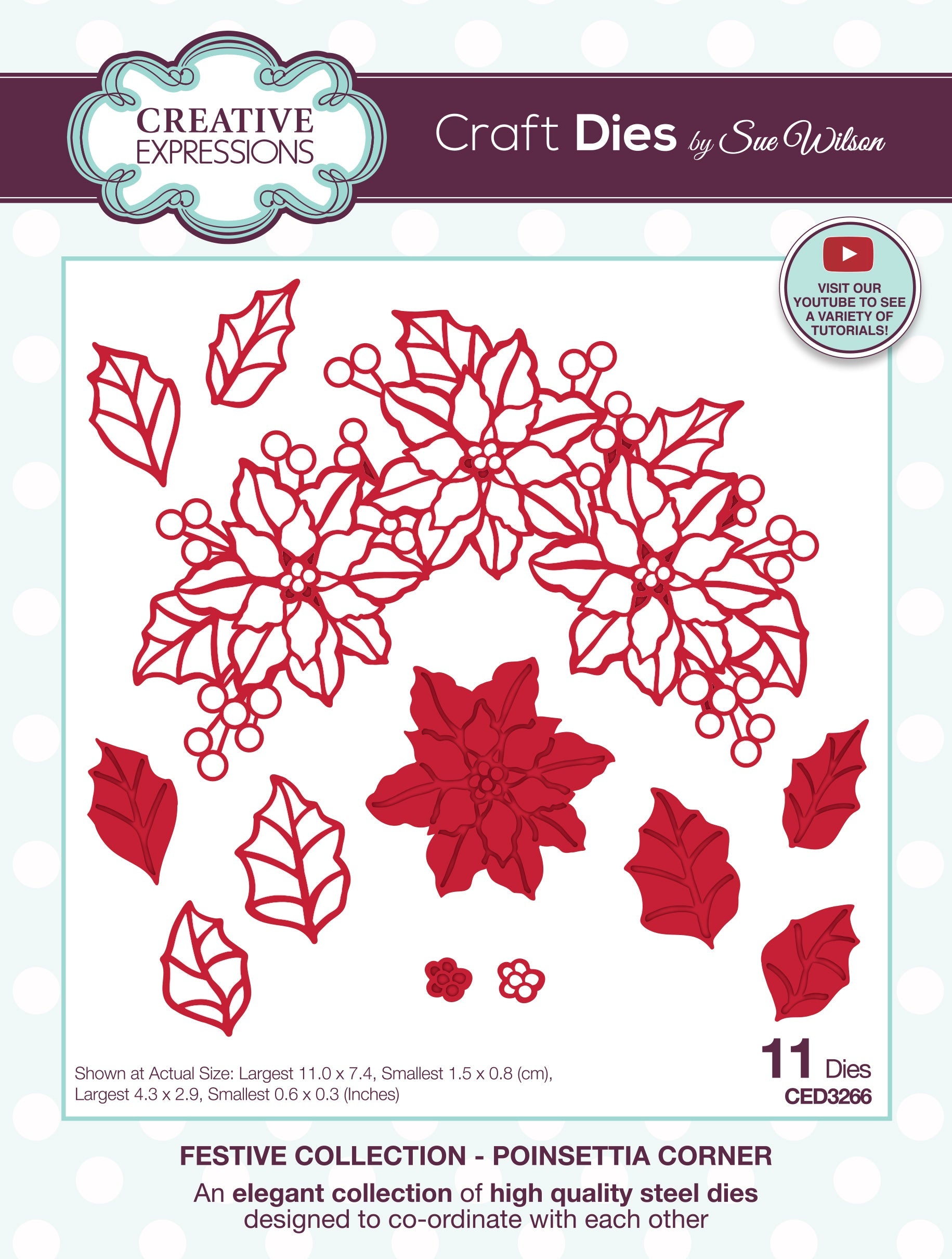 Creative Expressions Sue Wilson Festive Poinsettia Corner Craft Die