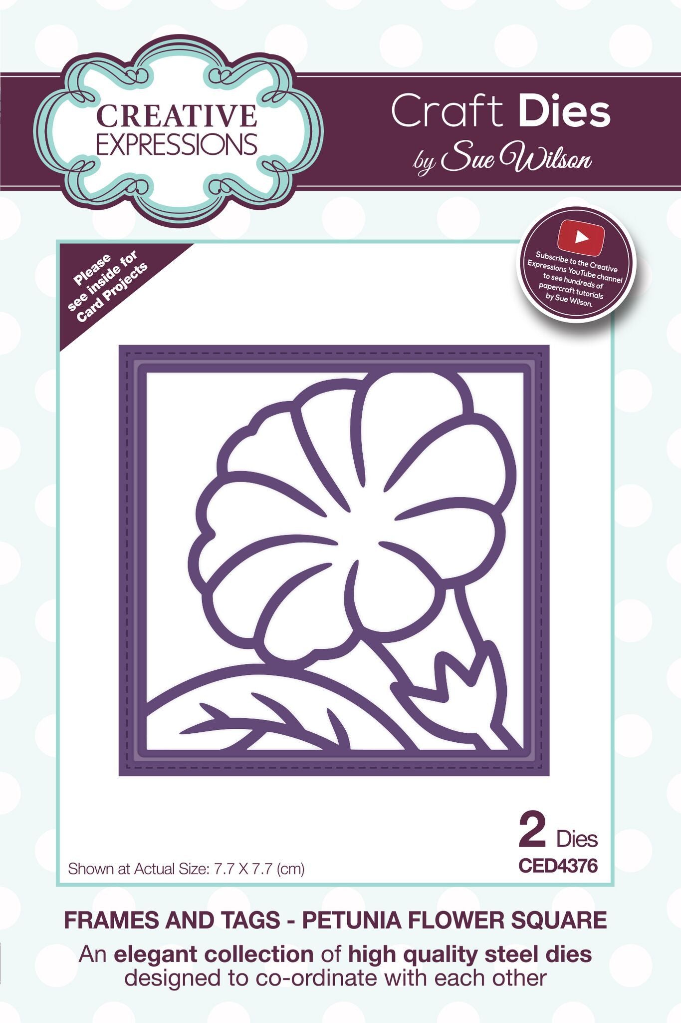 Creative Expressions Dies by Sue Wilson Frames and Tags Collection Petunia Flower Square