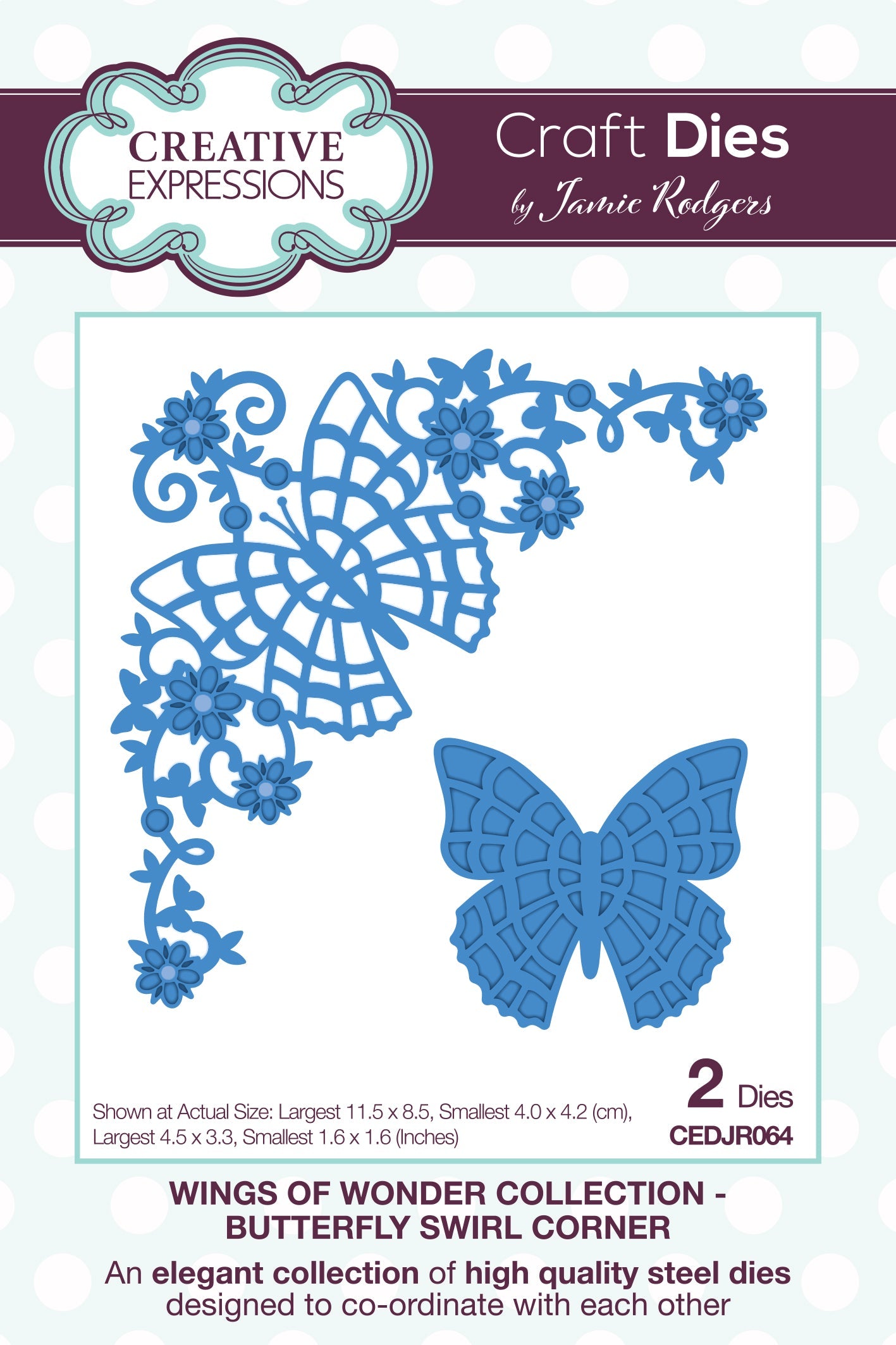 Creative Expressions Jamie Rodgers Butterfly Swirl Corner Craft Die