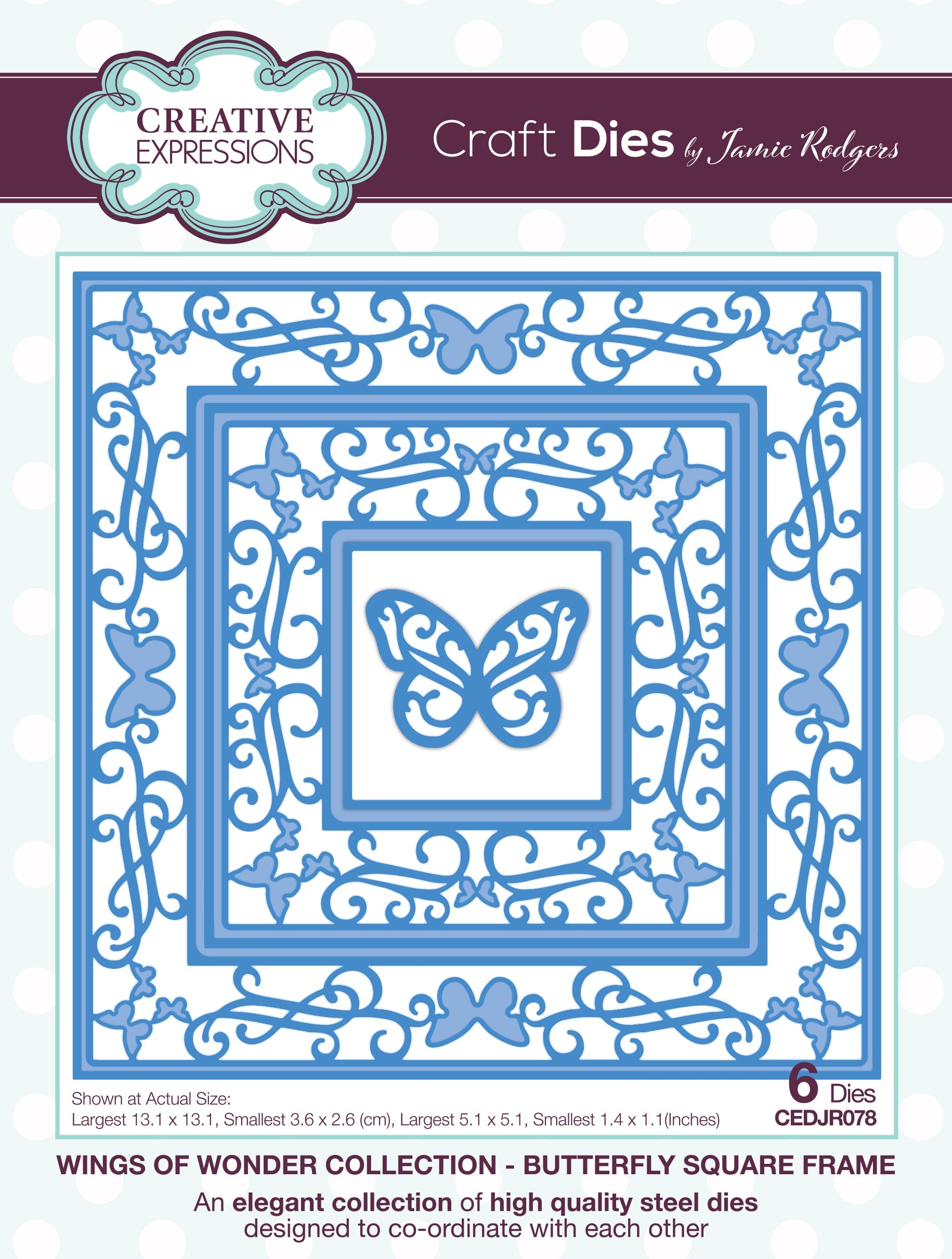 Creative Expressions Jamie Rodgers Butterfly Square Frame Craft Die