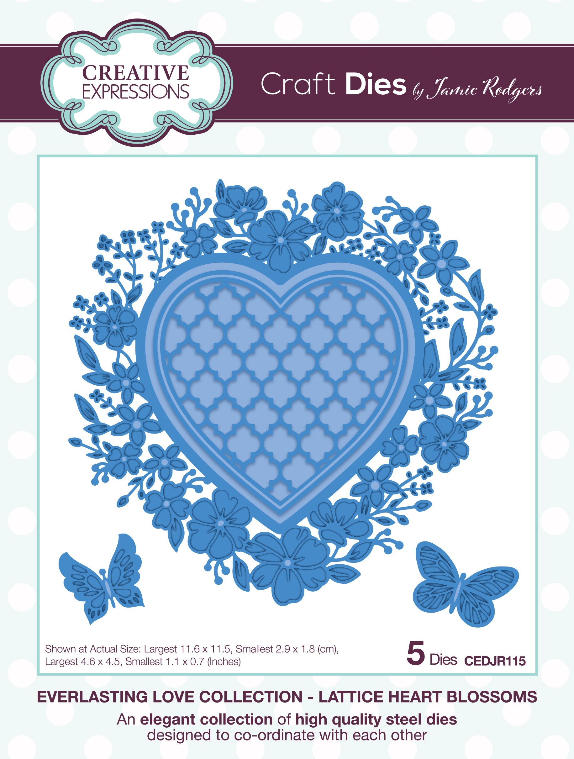 Creative Expressions Jamie Rodgers Everlasting Love Lattice Heart Blossoms Craft Die