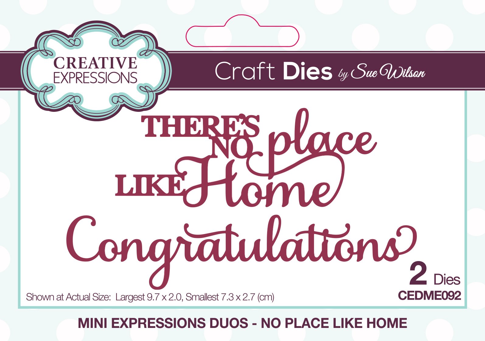 Creative Expressions Sue Wilson Mini Expressions Duos No Place Like Home Craft Die