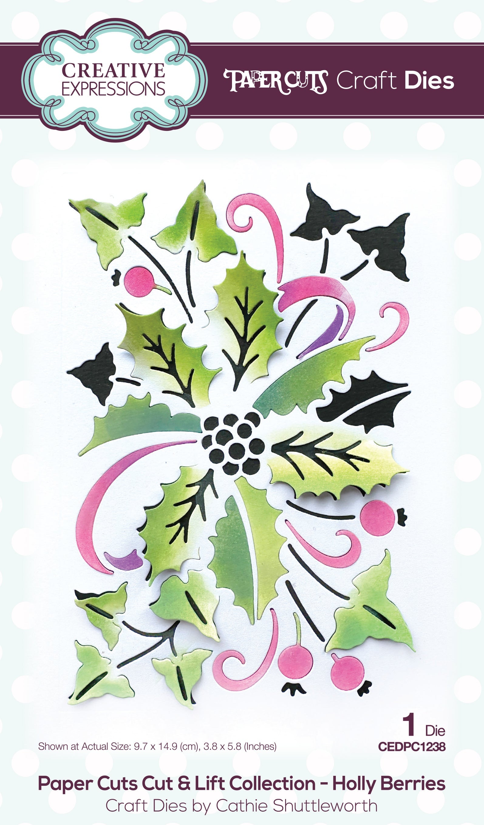 Creative Expressions Paper Cuts Cut & Lift Collection Holly Berries Craft Die