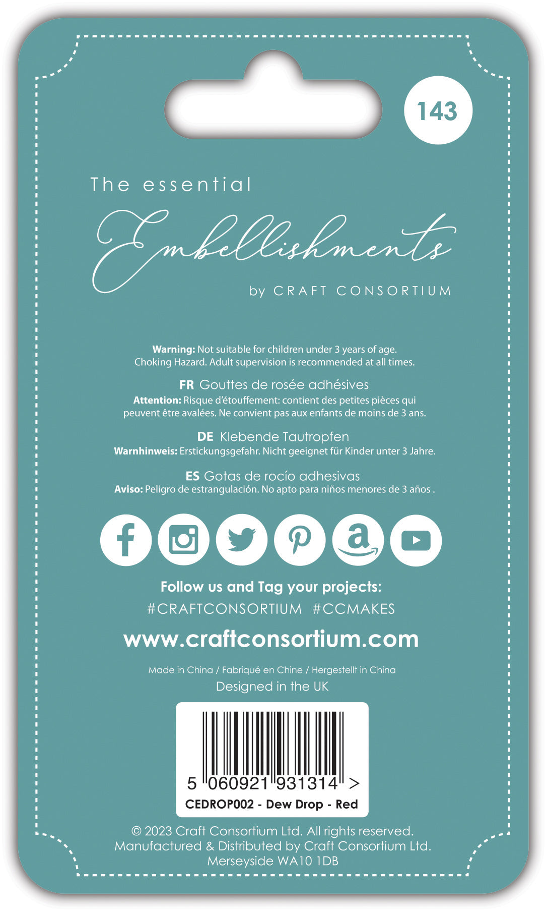 Craft Consortium Adhesive Dew Drops - Red