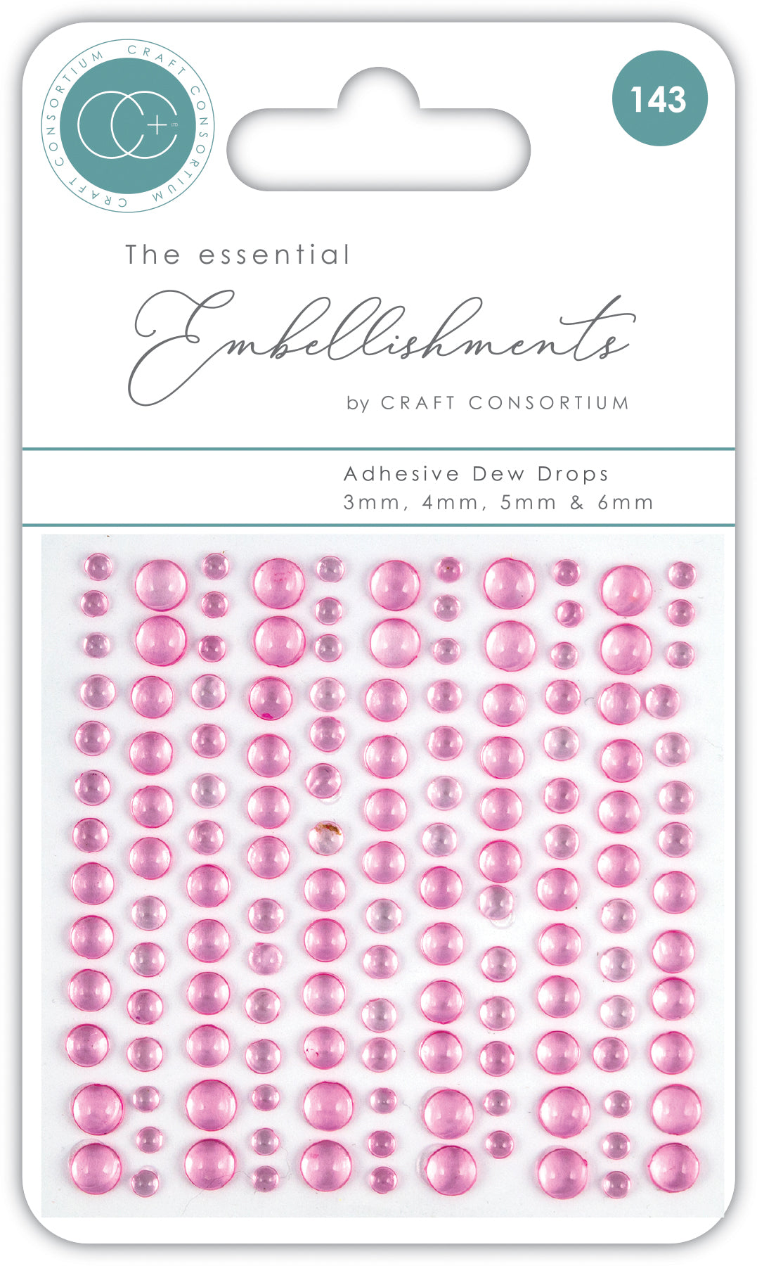 Craft Consortium Adhesive Dew Drops - Pink