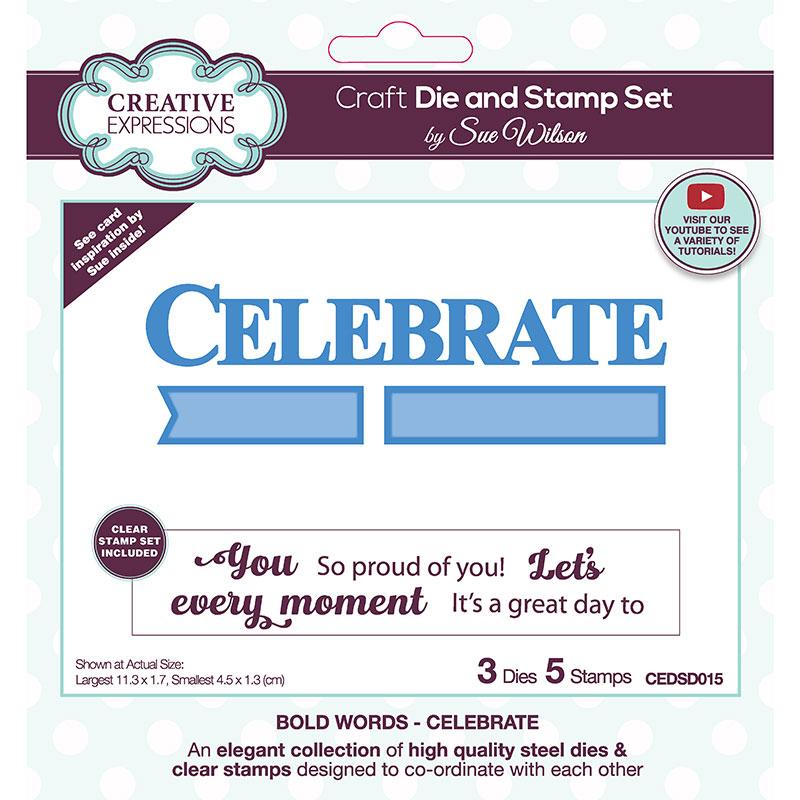 Creative Expressions Sue Wilson Celebrate Craft Die & Stamp Set