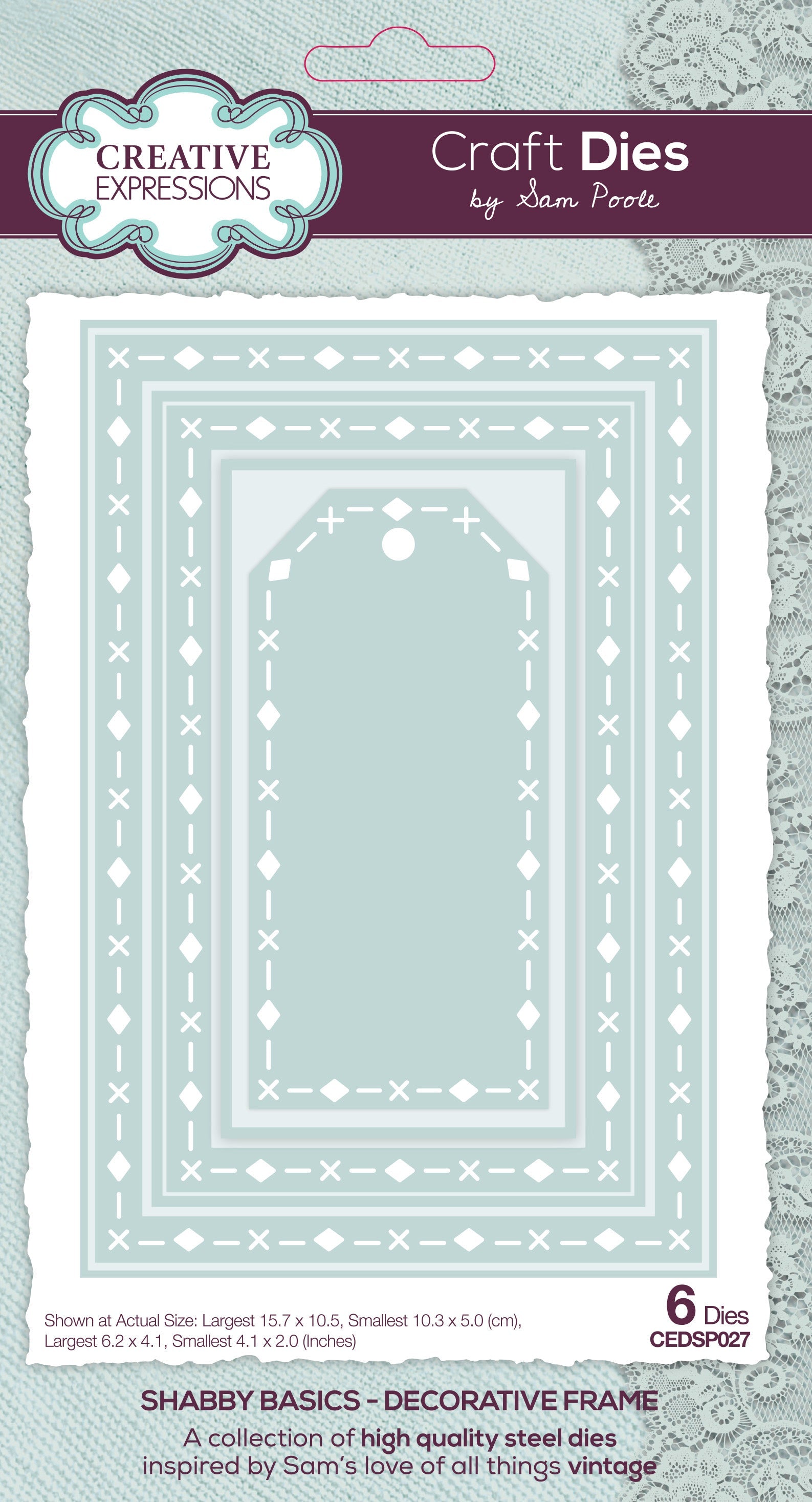 Creative Expressions Sam Poole Shabby Basics Decorative Frame Craft Die