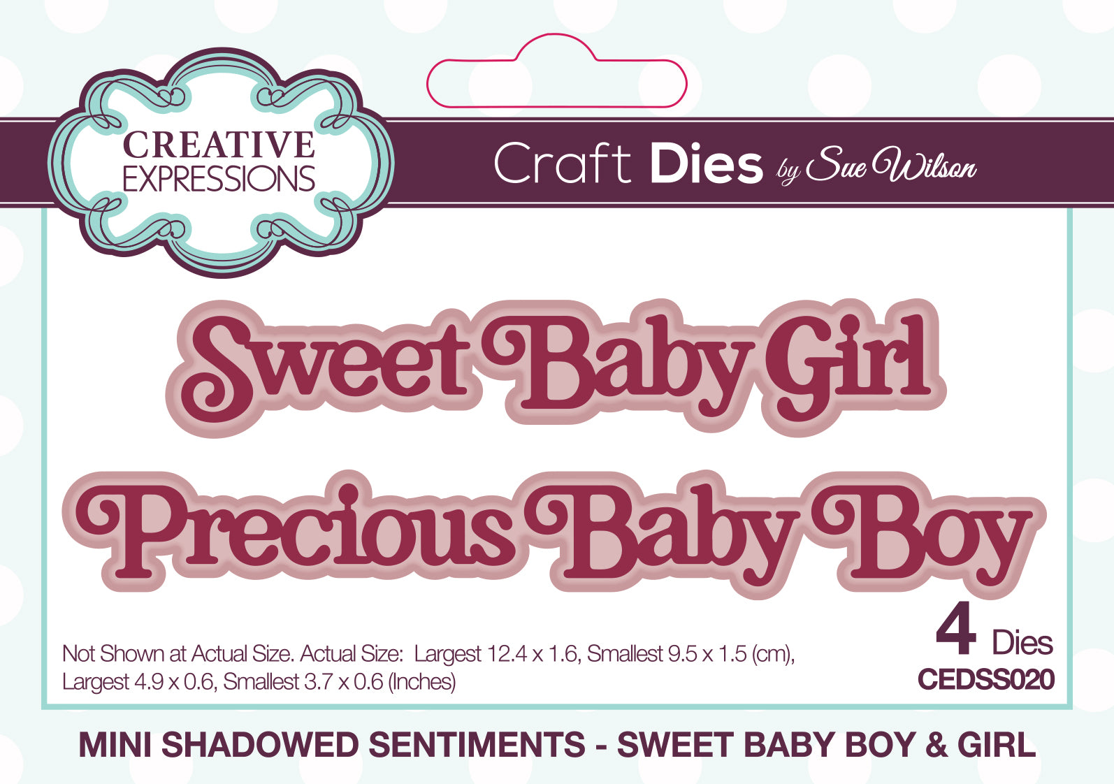 Creative Expressions Sue Wilson Mini Shadowed Sentiments Sweet Baby Boy & Girl Craft Die