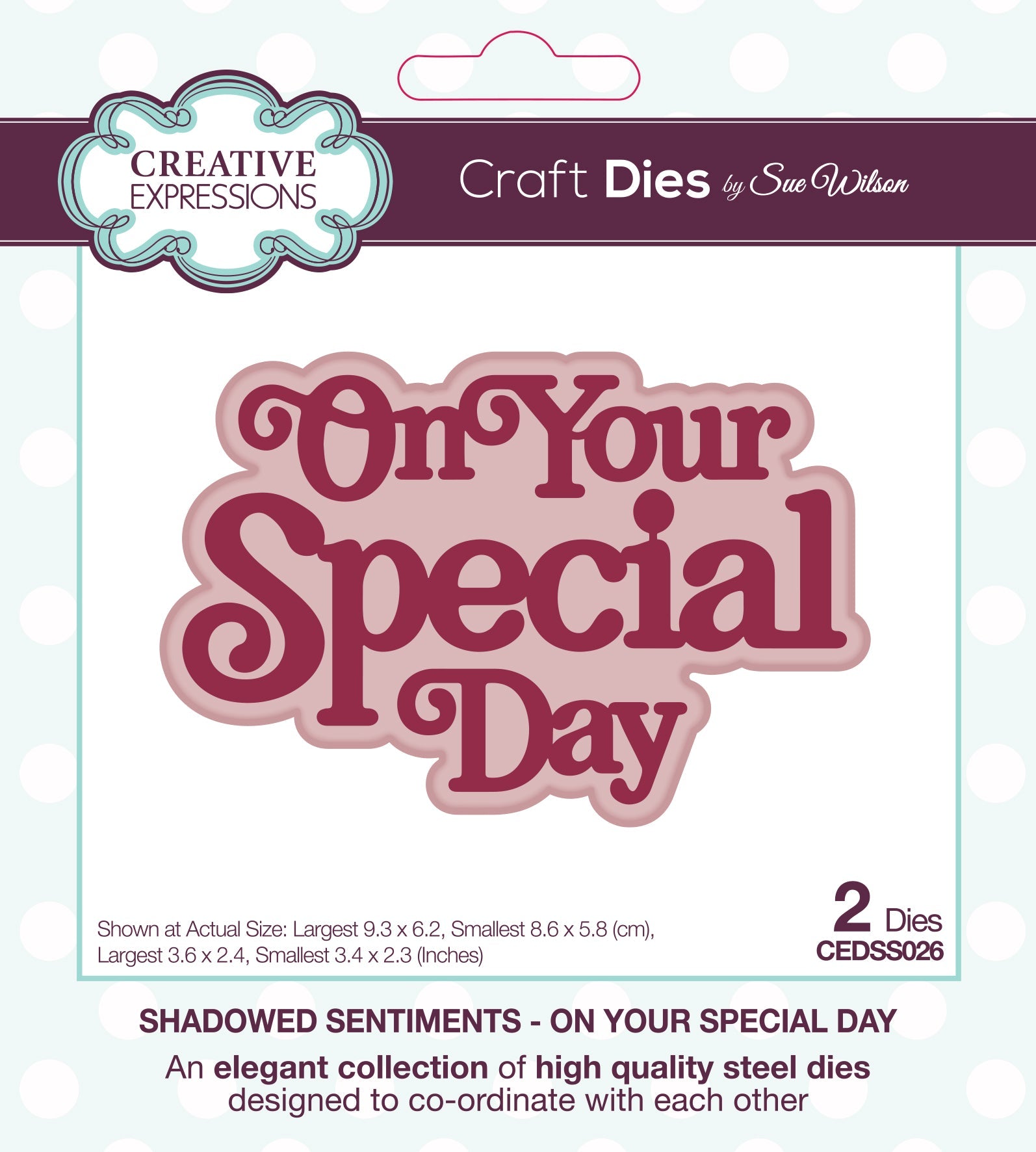 Creative Expressions Sue Wilson Shadowed Sentiments On Your Special Day Craft Die