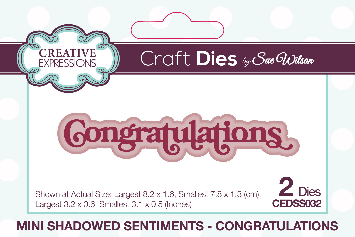 Creative Expressions Sue Wilson Mini Shadowed Sentiments Congratulations Craft Die