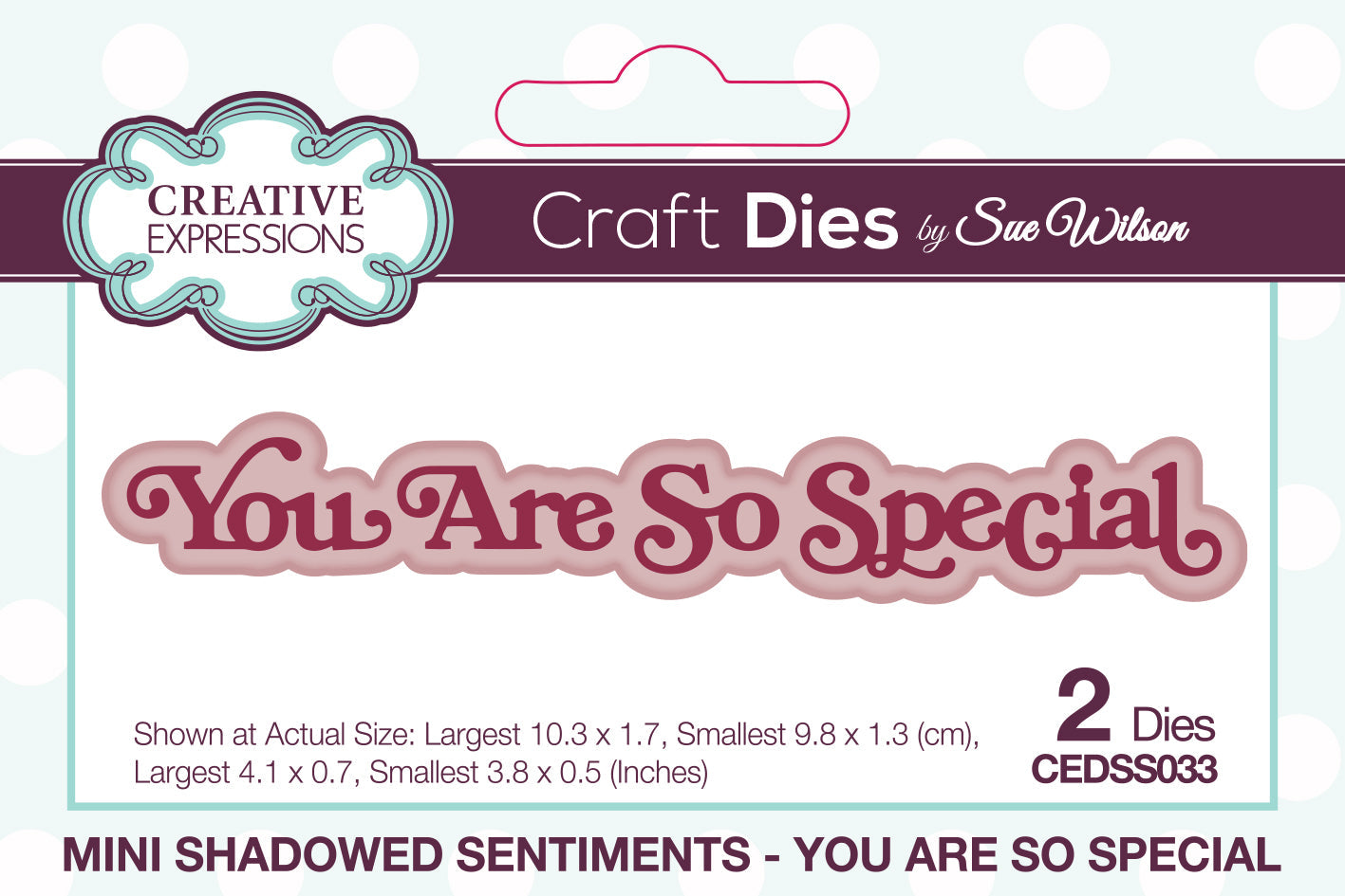 Creative Expressions Sue Wilson Mini Shadowed Sentiments You Are So Special Craft Die