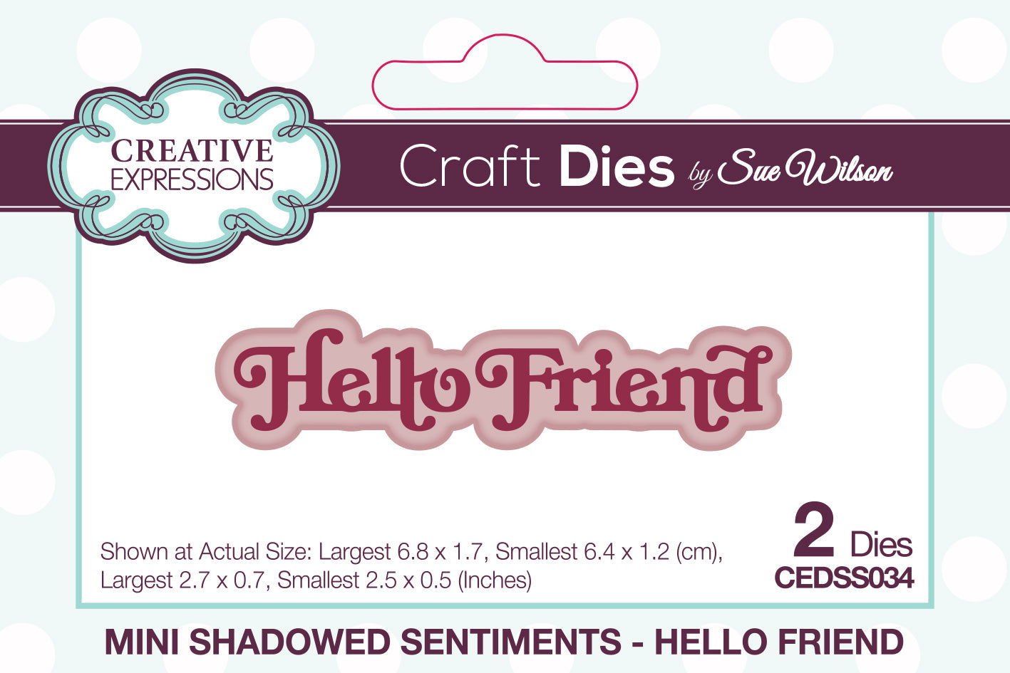 Creative Expressions Sue Wilson Mini Shadowed Sentiments Hello Friend Craft Die