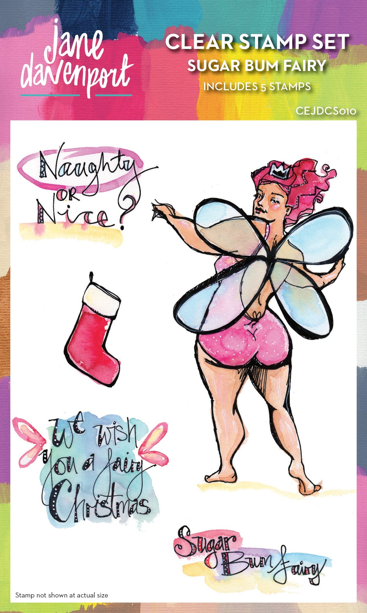 Creative Expressions Jane Davenport Sugar Bum Fairy 6 in x 4 in Clear Stamp Set