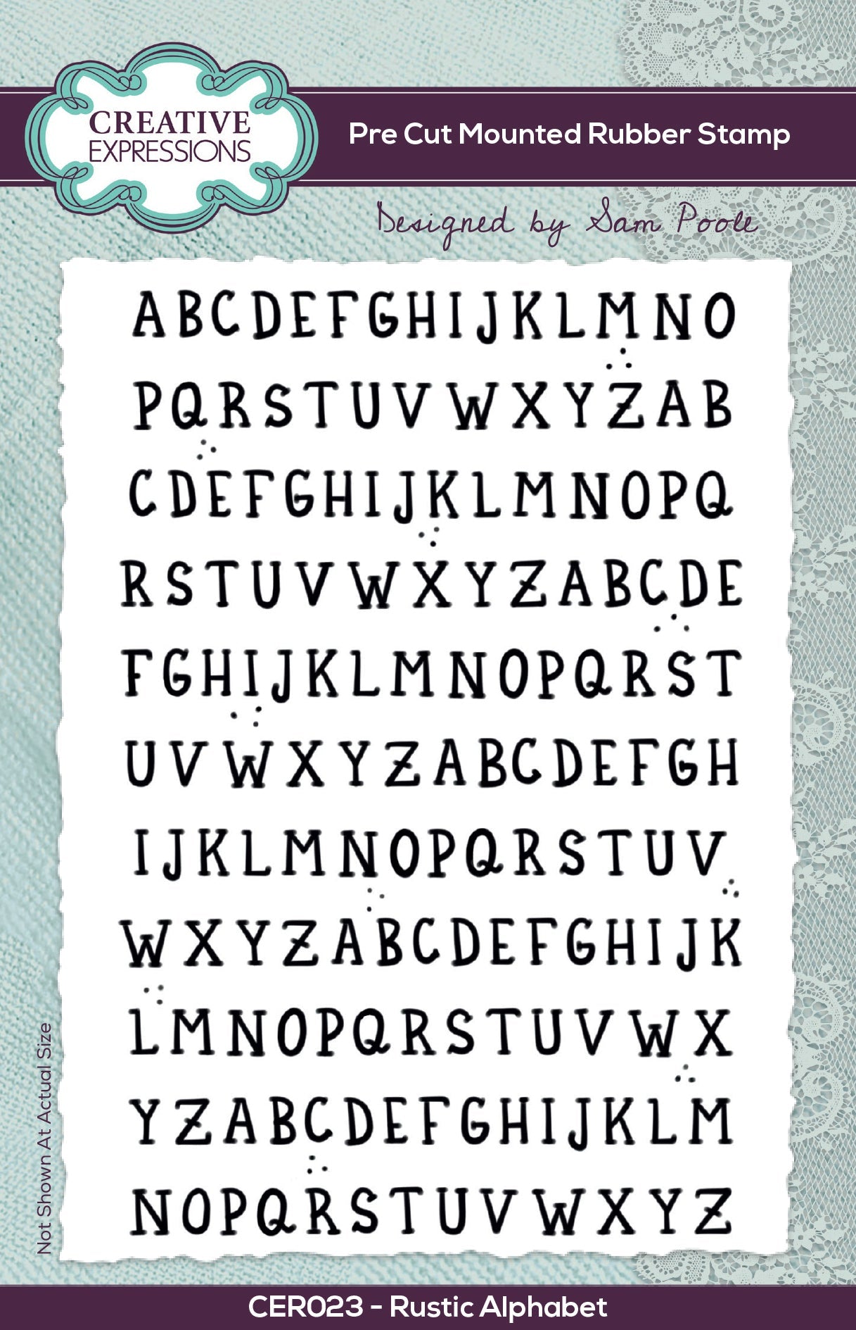 Creative Expressions Sam Poole Rustic Alphabet 6 in x 4 in Rubber Stamp Set