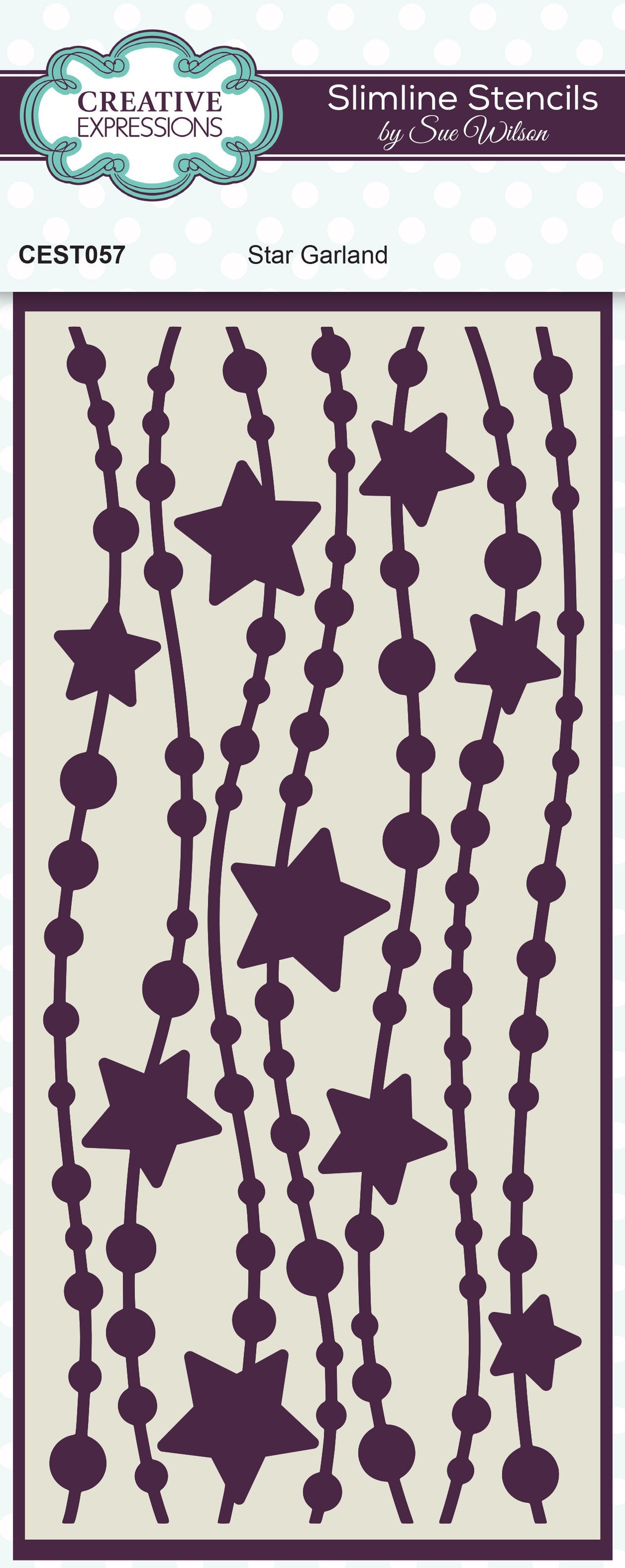 Creative Expressions Sue Wilson Star Garland Slimline Stencil