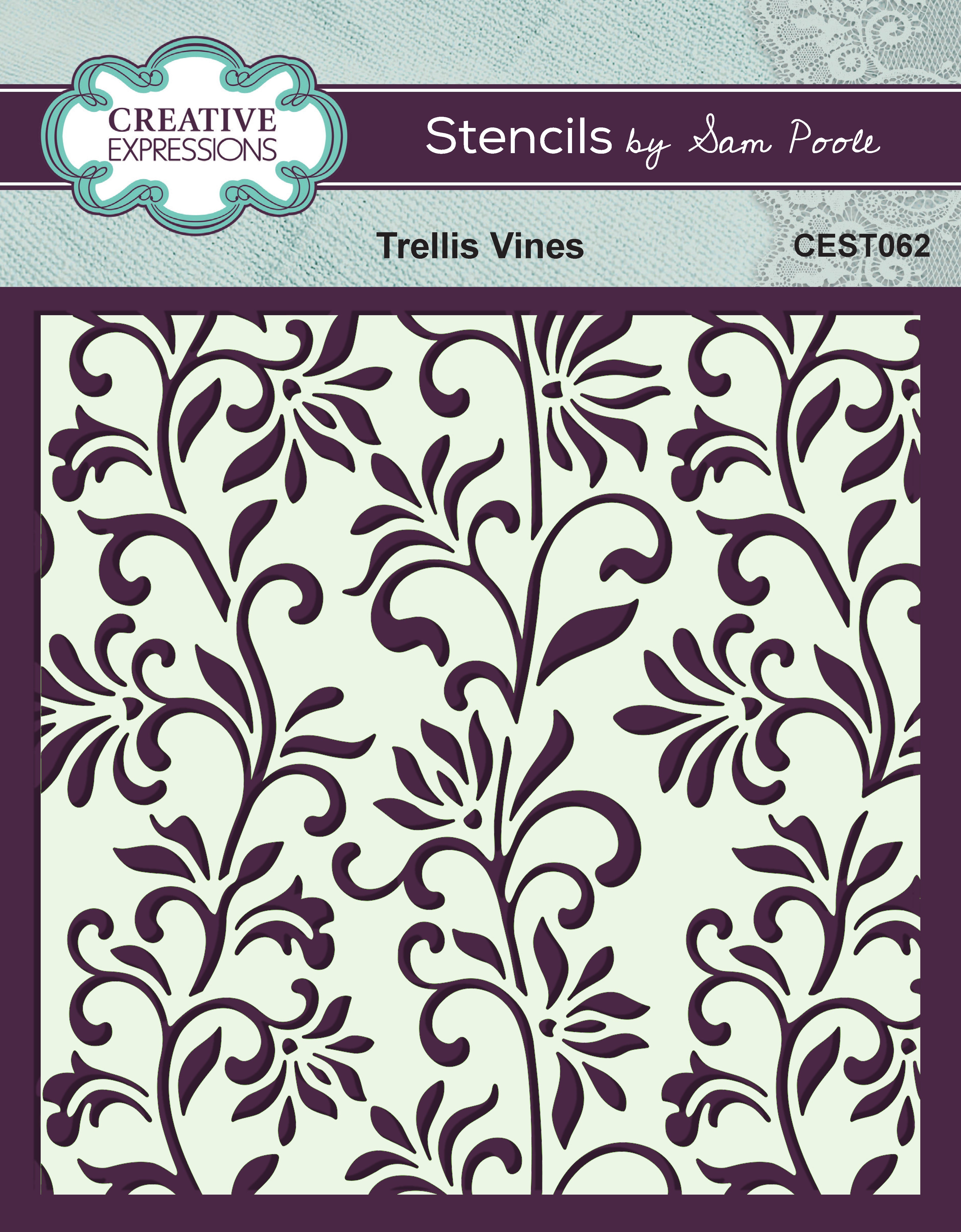 Creative Expressions Sam Poole Trellis Vines 6 in x 6 in Stencil