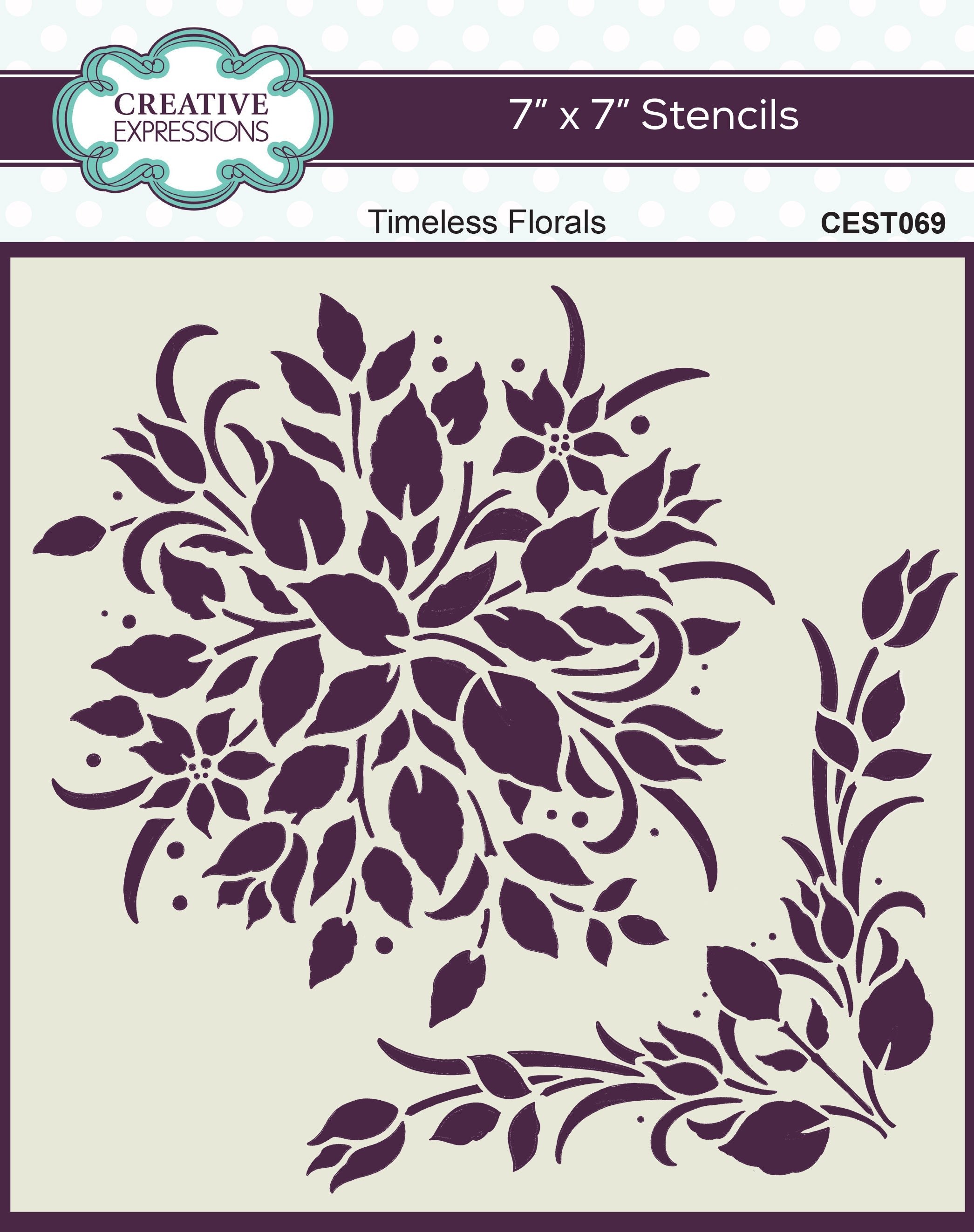 Creative Expressions Timeless Florals 7 in x 7 in Stencil