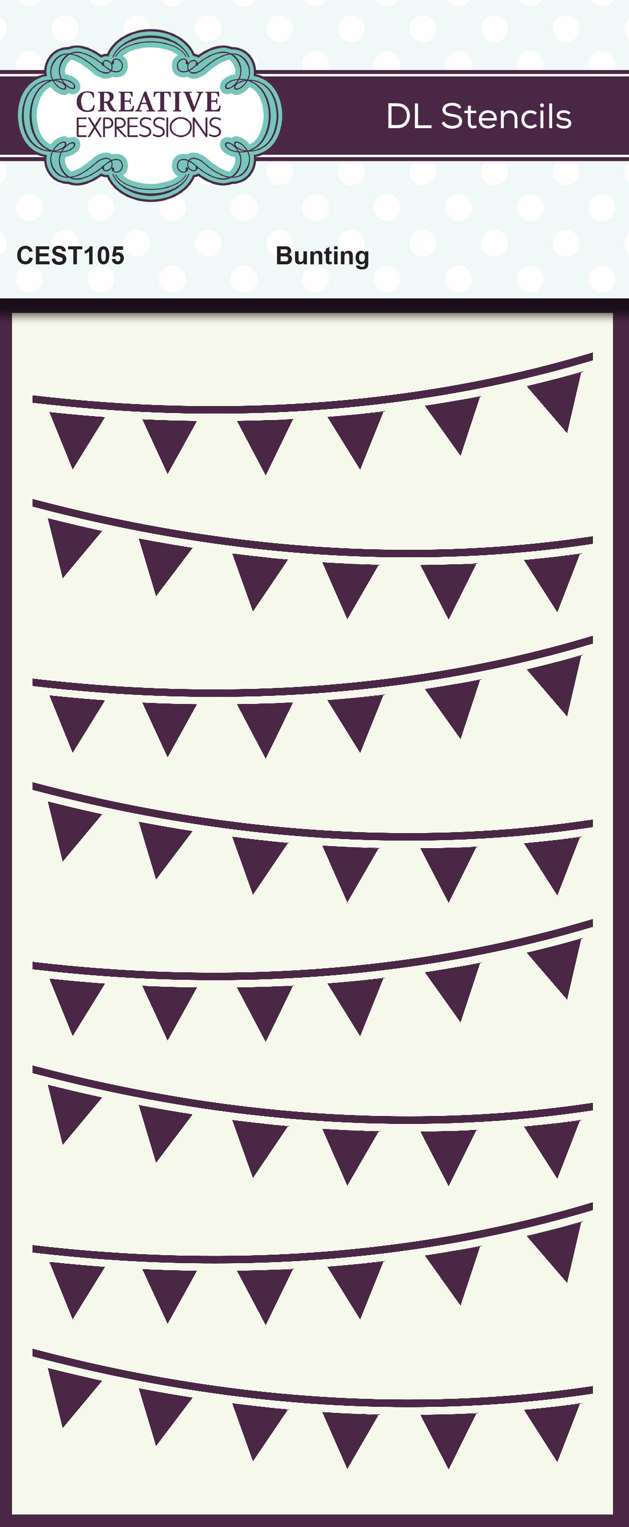 Creative Expressions Bunting DL Stencil 4 in x 8 in (10.0 x 20.3 cm)