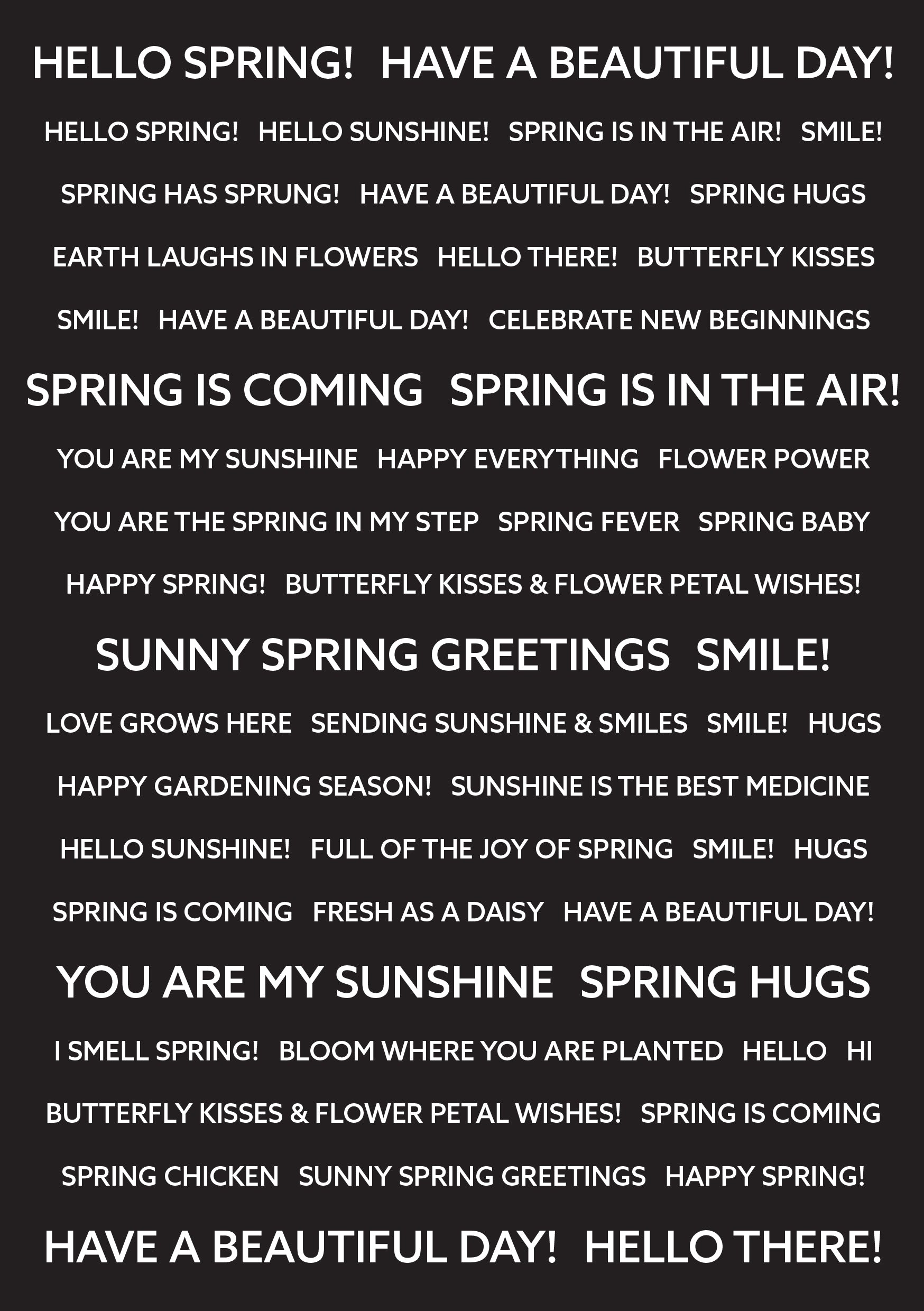 Creative Expressions Wordies Hello Spring Sentiment Sheets
