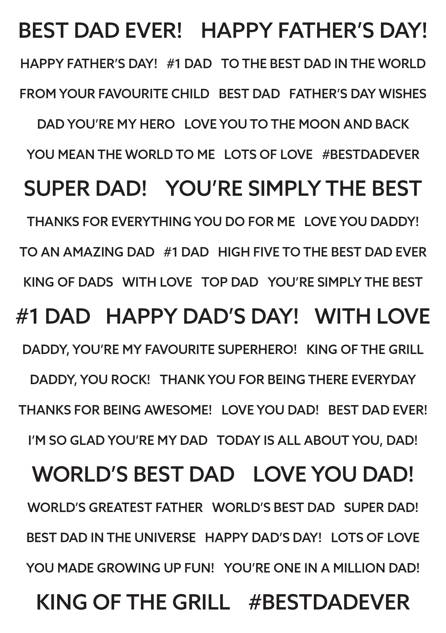 Creative Expressions Wordies Sentiment Sheets Best Dad Pk 4 6 in x 8 in