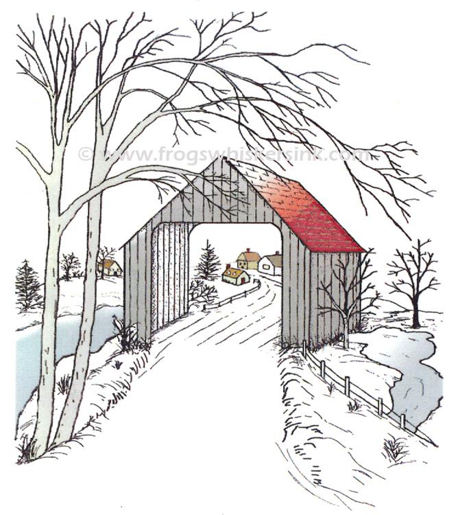 Frog's Whiskers Ink - Covered Bridge Stamp