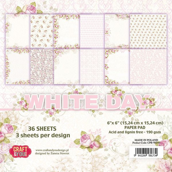 Craft & You Design White Day 6x6 Paper Pad