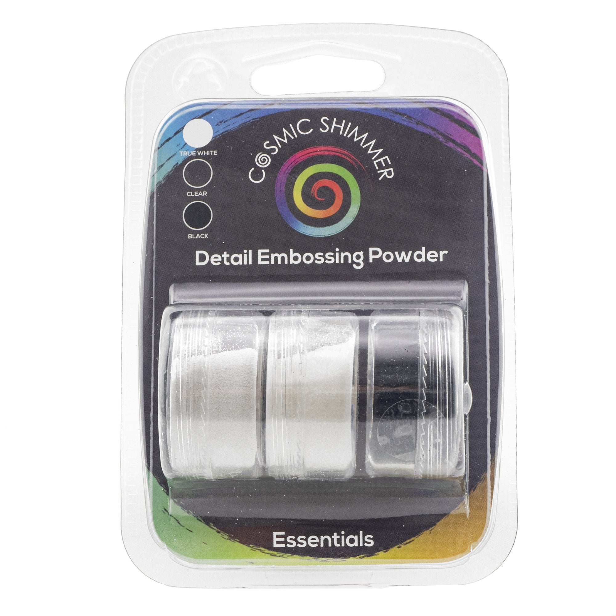 Cosmic Shimmer Detail Embossing Powder Trio - Essentials - Black, True White & Clear