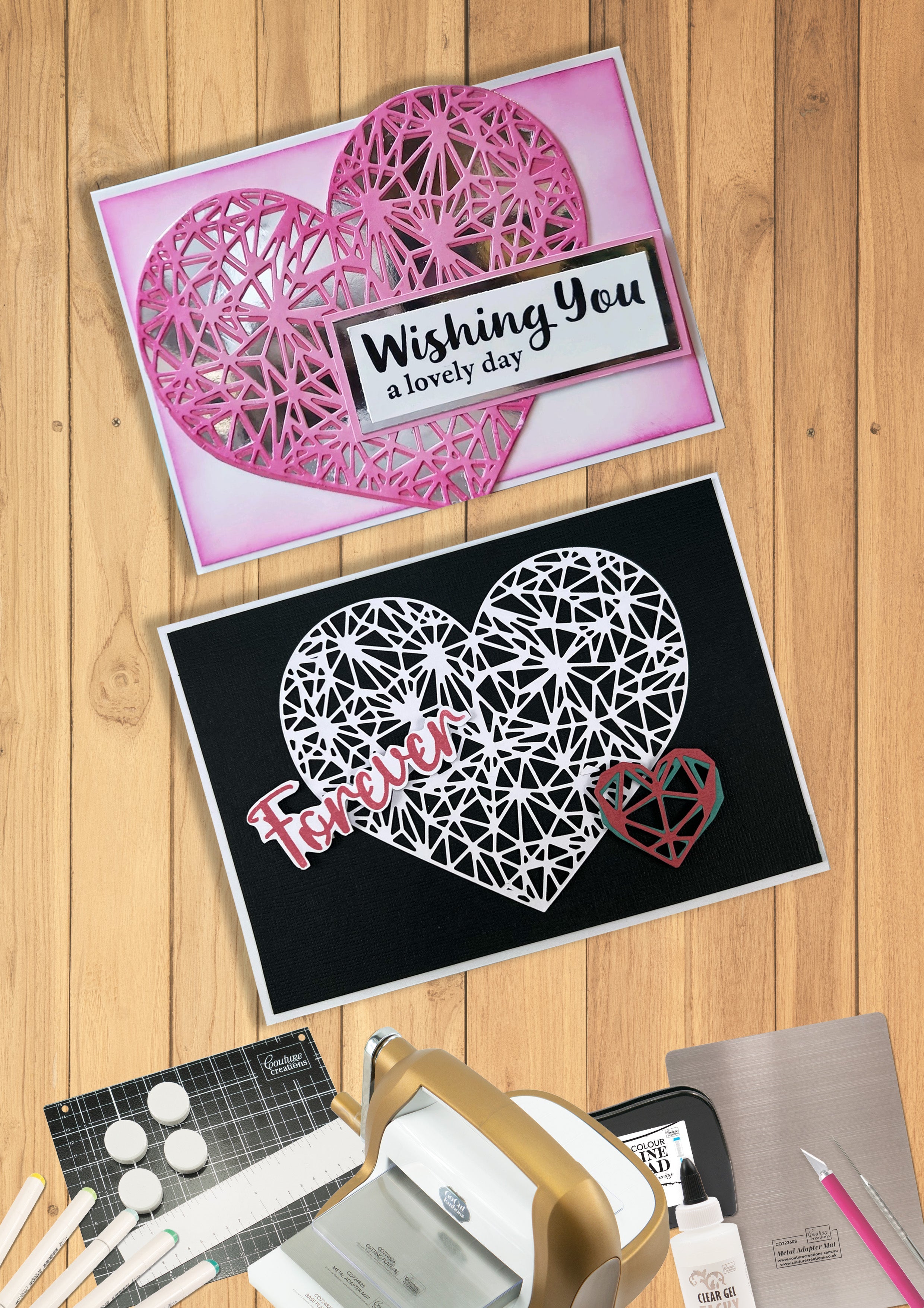 Geometric Heart Stencil Set (4pc)