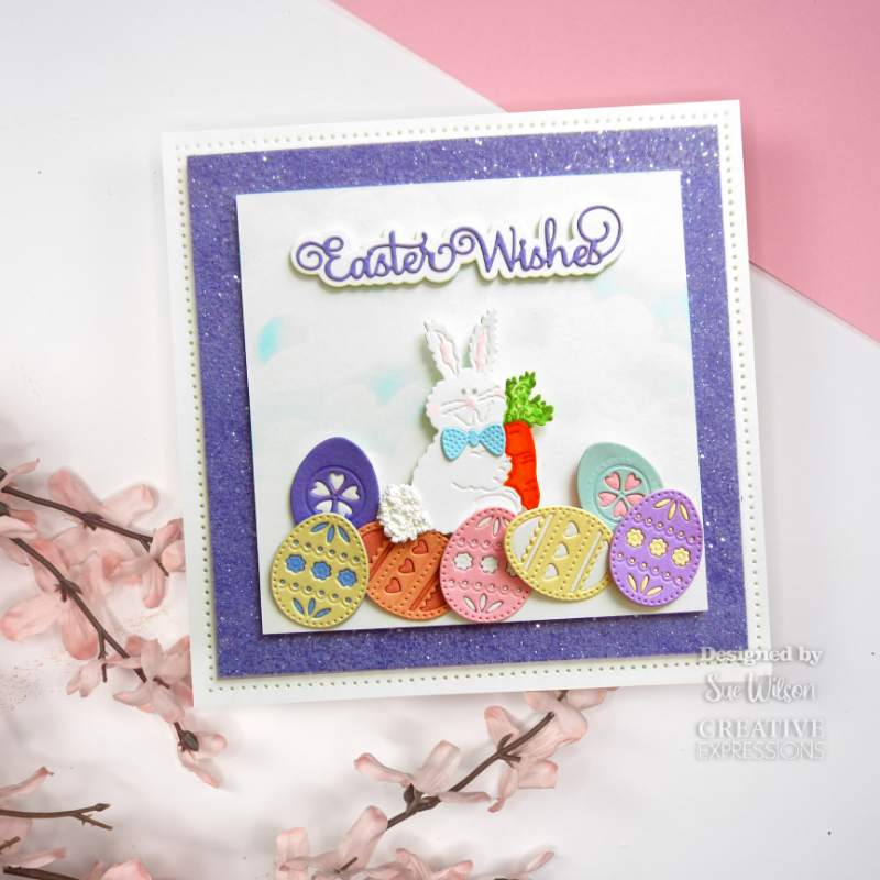 Creative Expressions Sue Wilson Mini Shadowed Sentiments Easter Wishes Craft Die