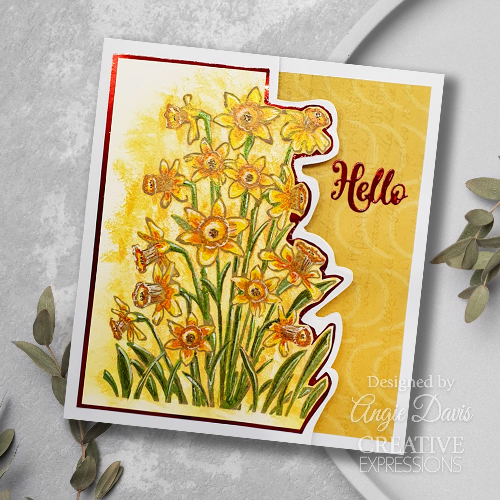 Creative Expressions Daffodil Tapestry 4 in x 6 in Pre Cut Rubber Stamp