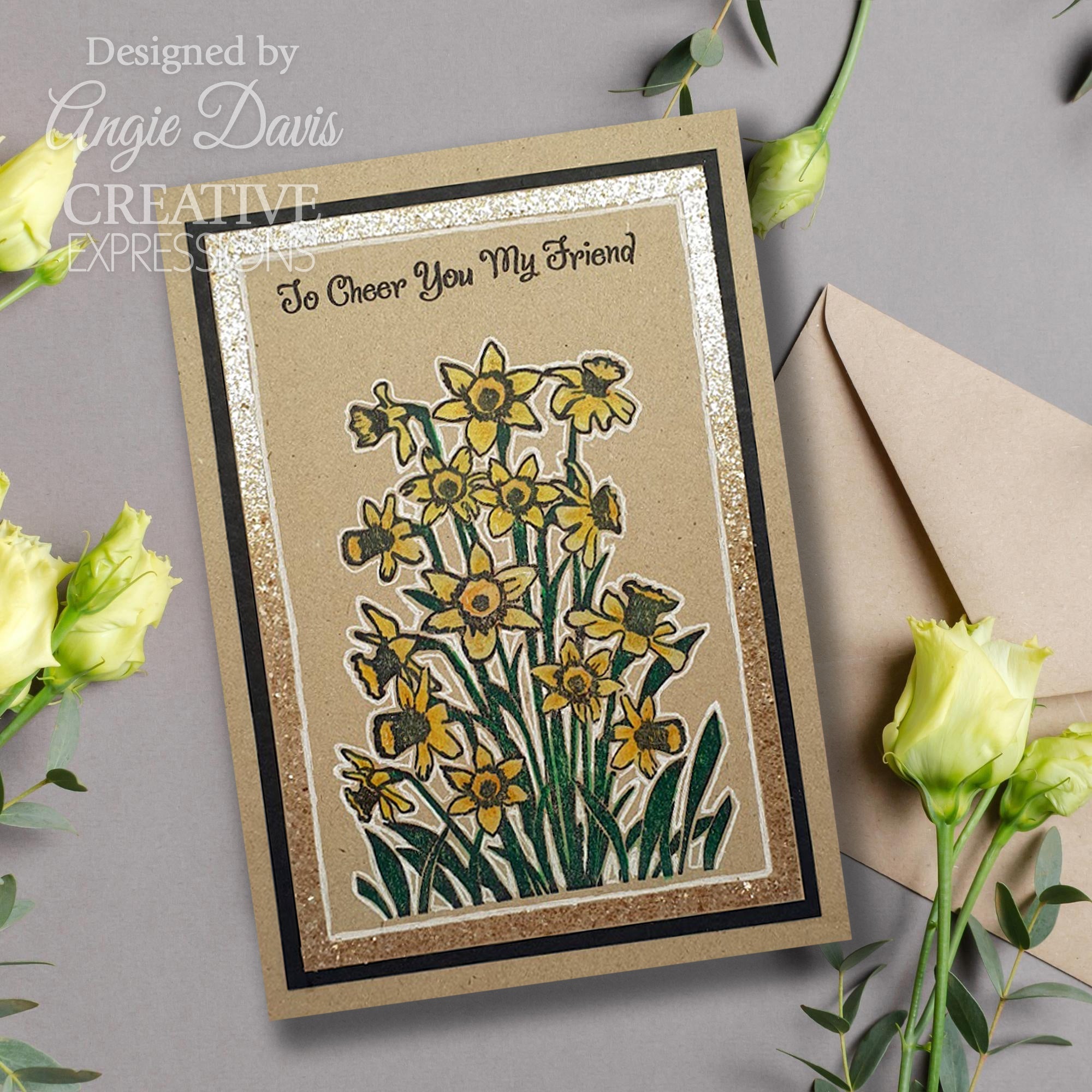 Creative Expressions Daffodil Tapestry 4 in x 6 in Pre Cut Rubber Stamp