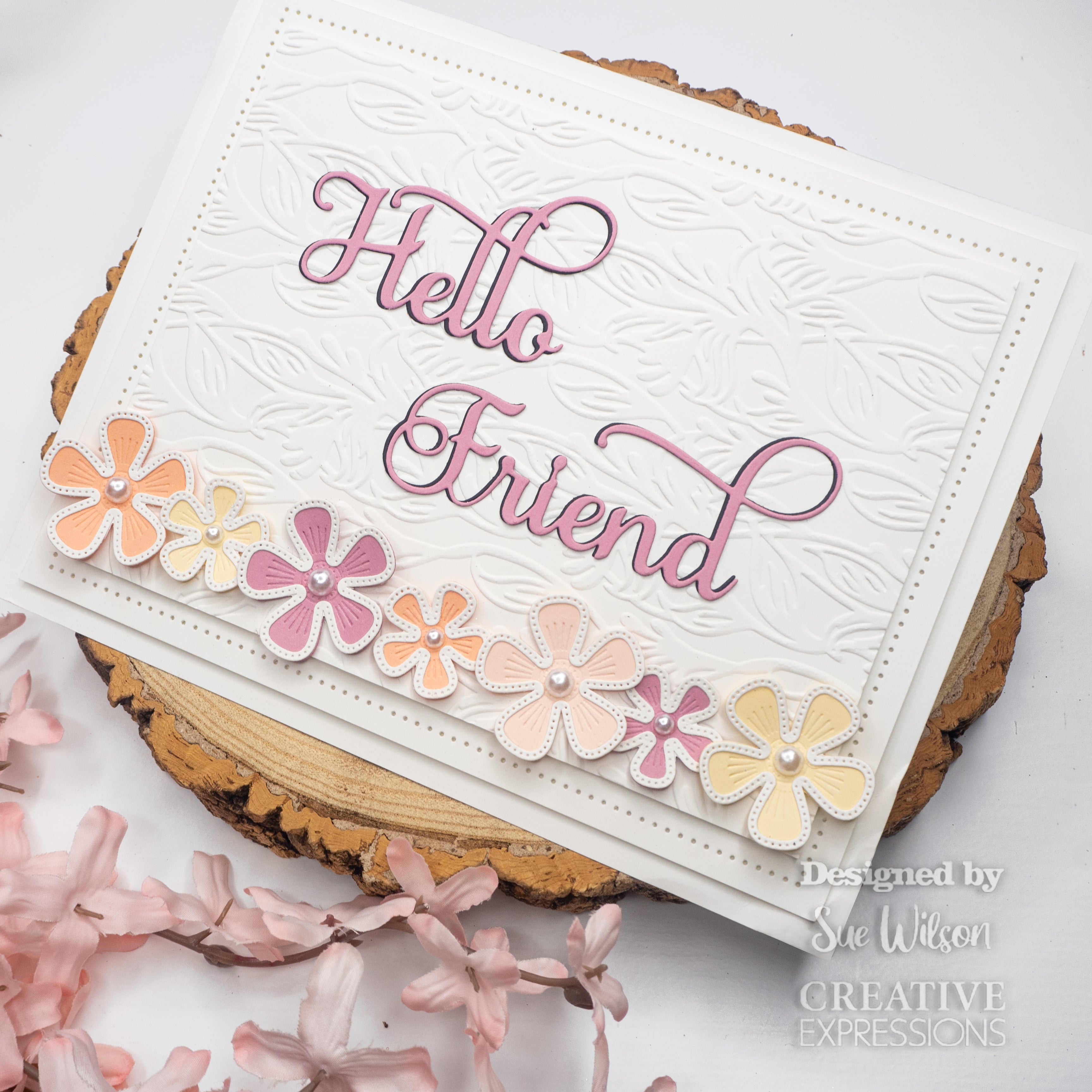 Creative Expressions Sue Wilson Noble Shadowed Sentiment Hello Friend Craft Die